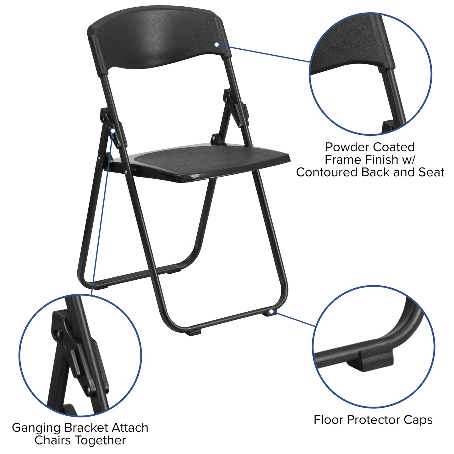 Black Plastic Folding Chair 2-RUT-I-BLACK-GG