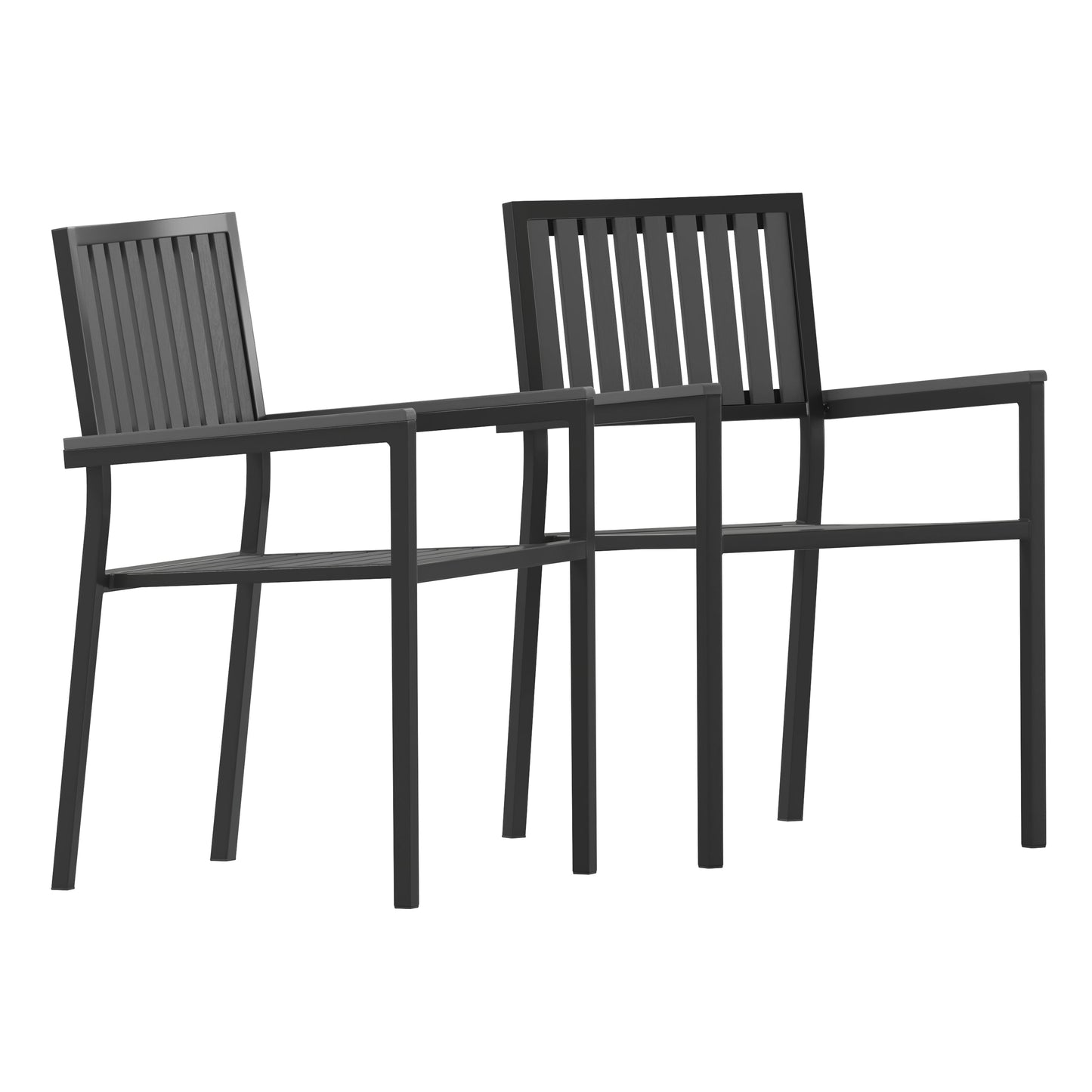 2PK Black Outdoor Patio Chairs 2-SB-A268C-BK-GG