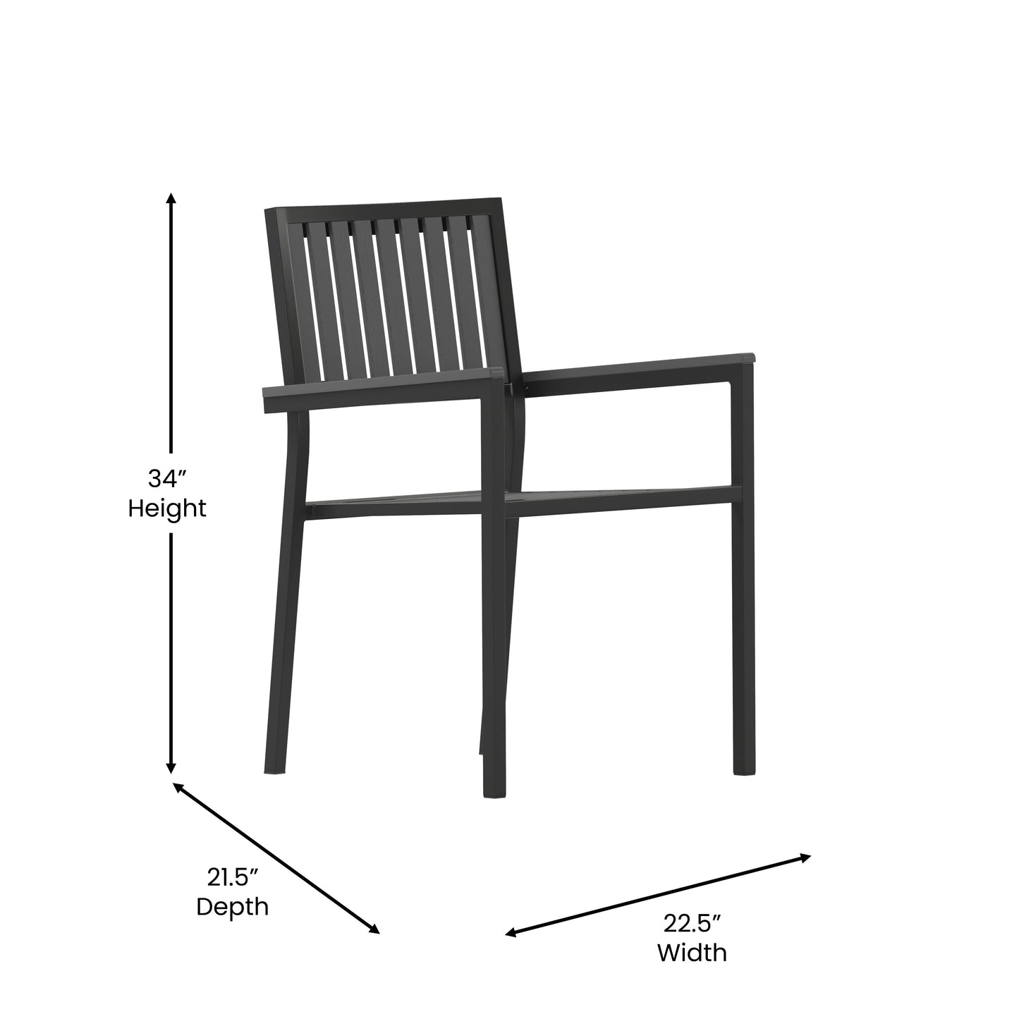 Set of 2 Commercial Grade Stackable Patio Club Chairs