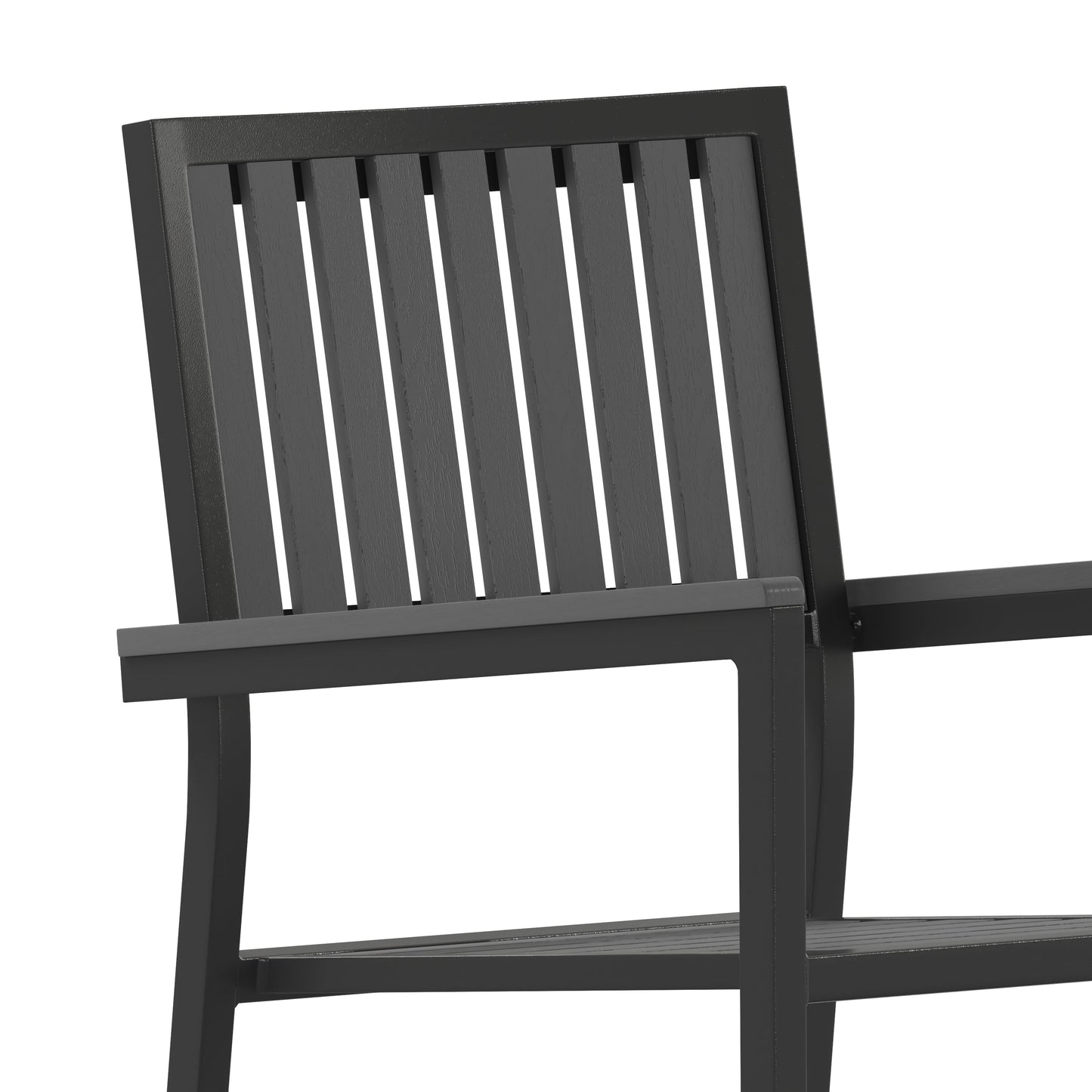 2PK Black Outdoor Patio Chairs 2-SB-A268C-BK-GG