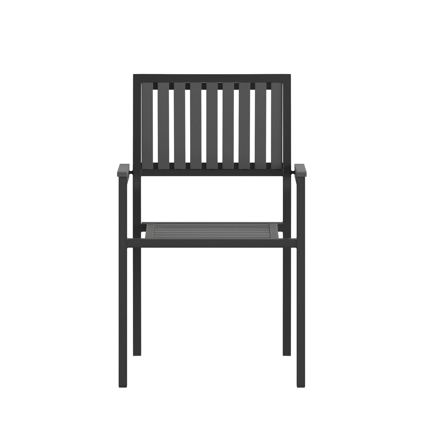 2PK Black Outdoor Patio Chairs 2-SB-A268C-BK-GG