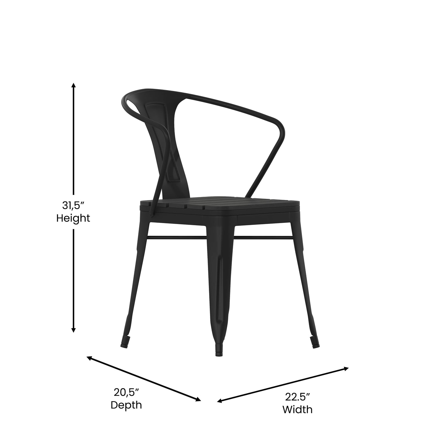 2PK Black Steel Patio Chairs 2-SB-T11C-BK-GG