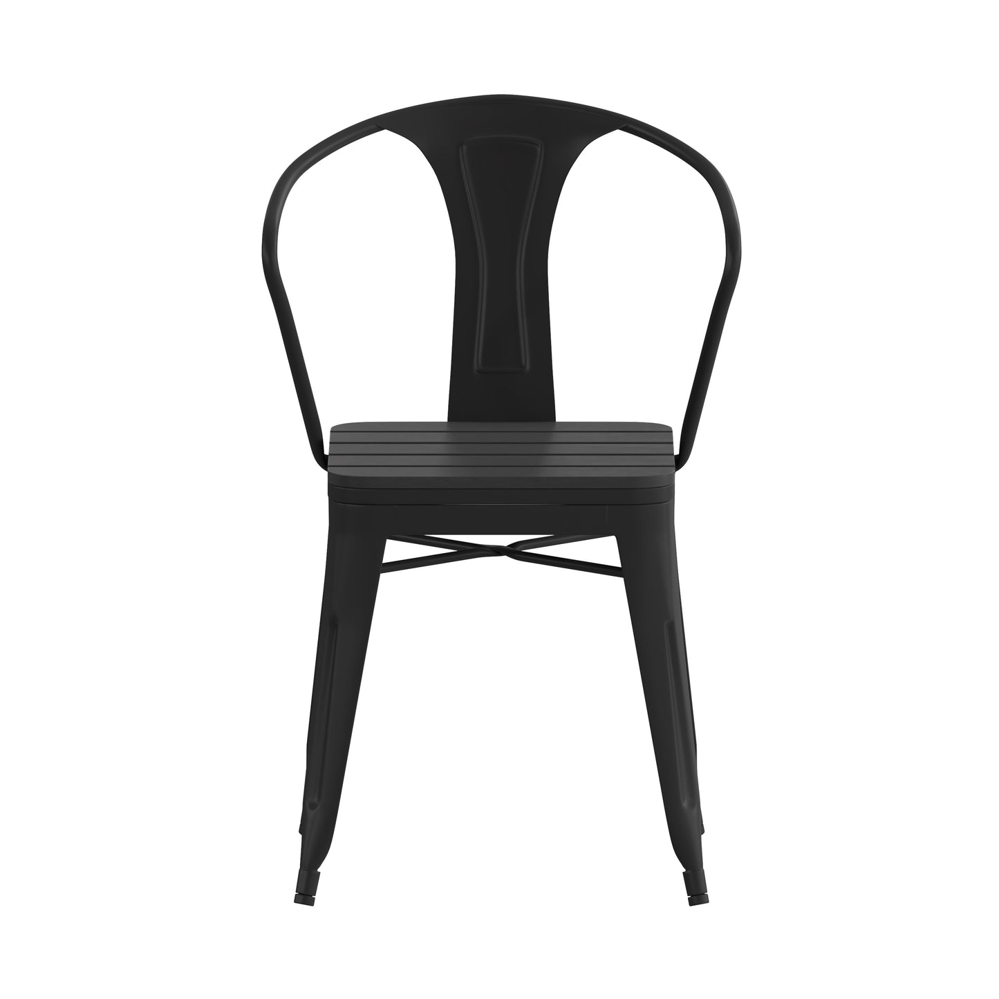 2PK Black Steel Patio Chairs 2-SB-T11C-BK-GG