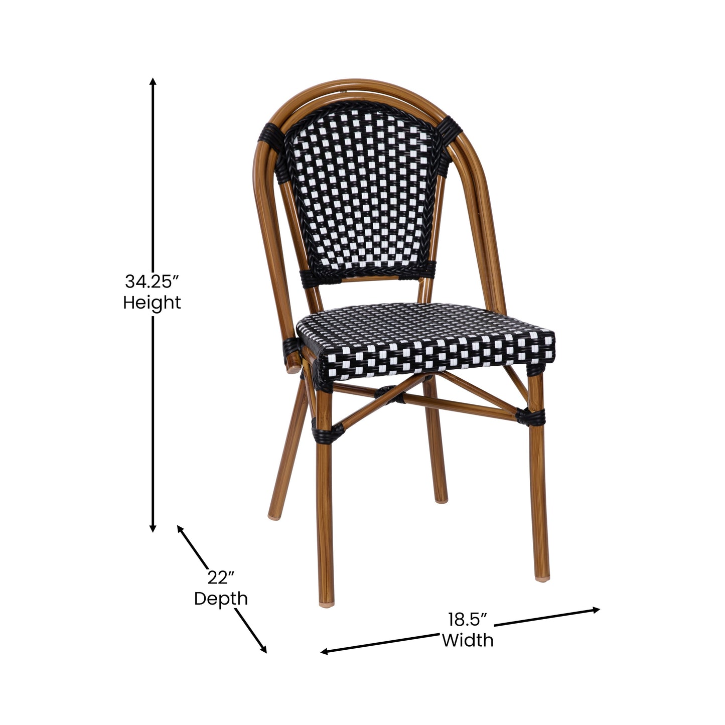 2PK Black/White Paris Chair 2-SDA-AD642001-BKWH-NAT-GG