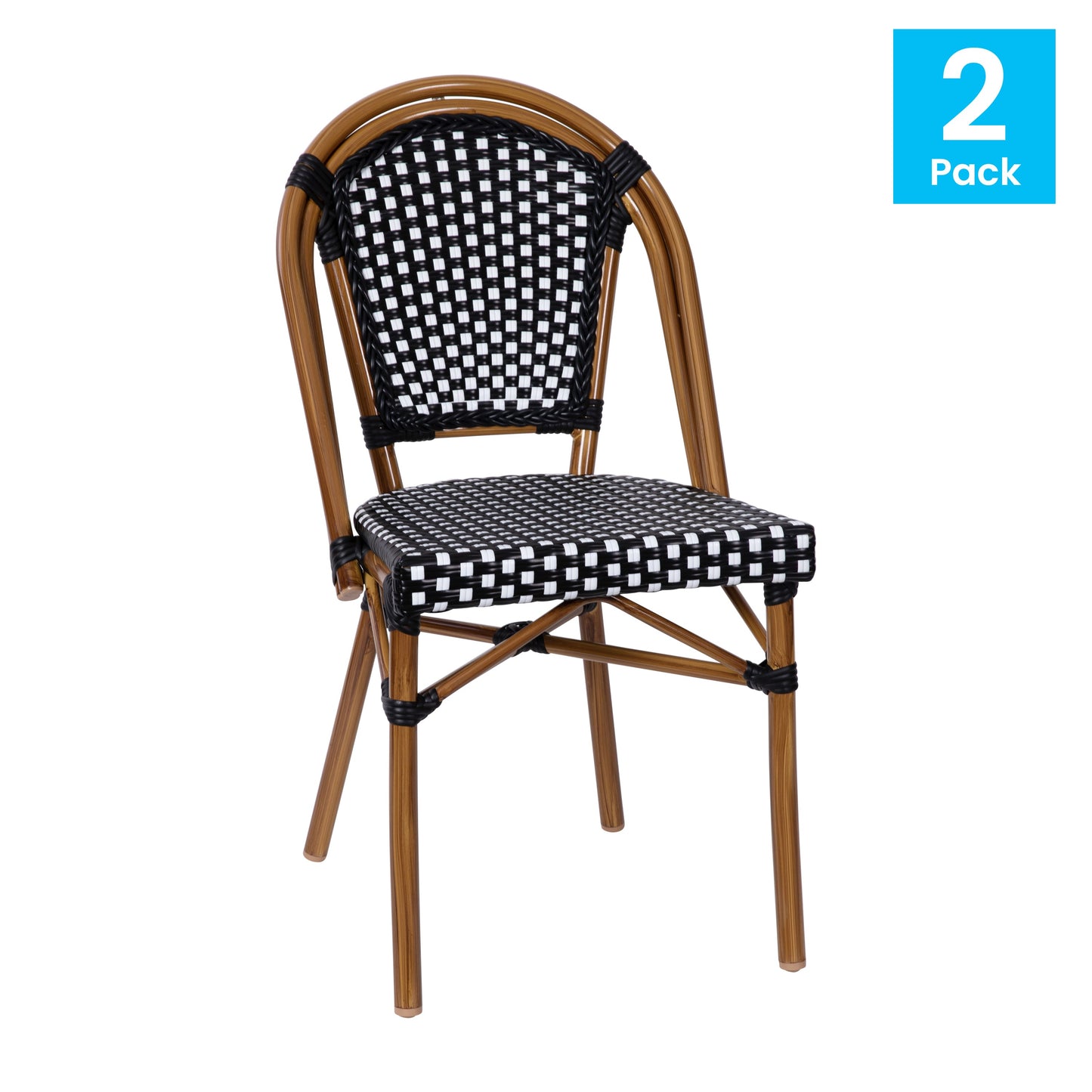 2PK Black/White Paris Chair 2-SDA-AD642001-BKWH-NAT-GG