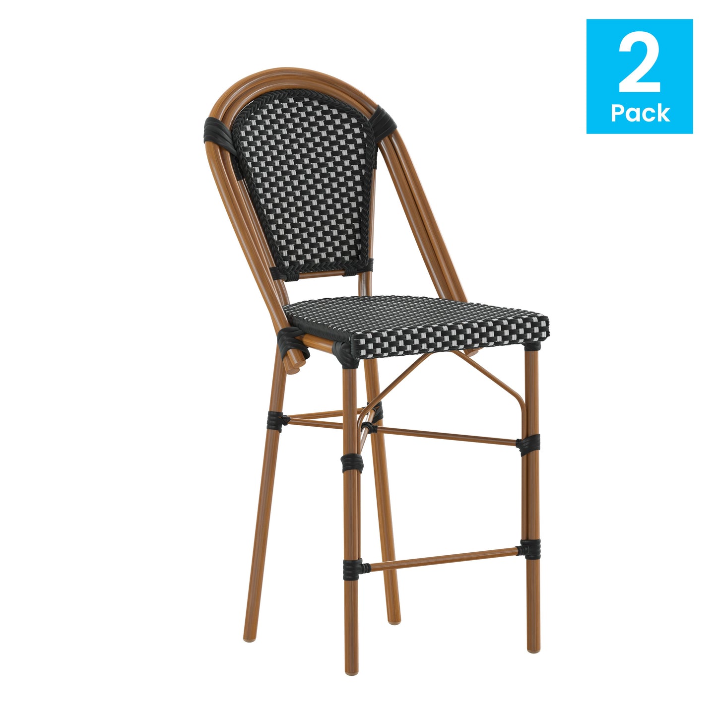 2PK Black/White Paris Chair 2-SDA-AD642001-CS-BKWH-NAT-GG