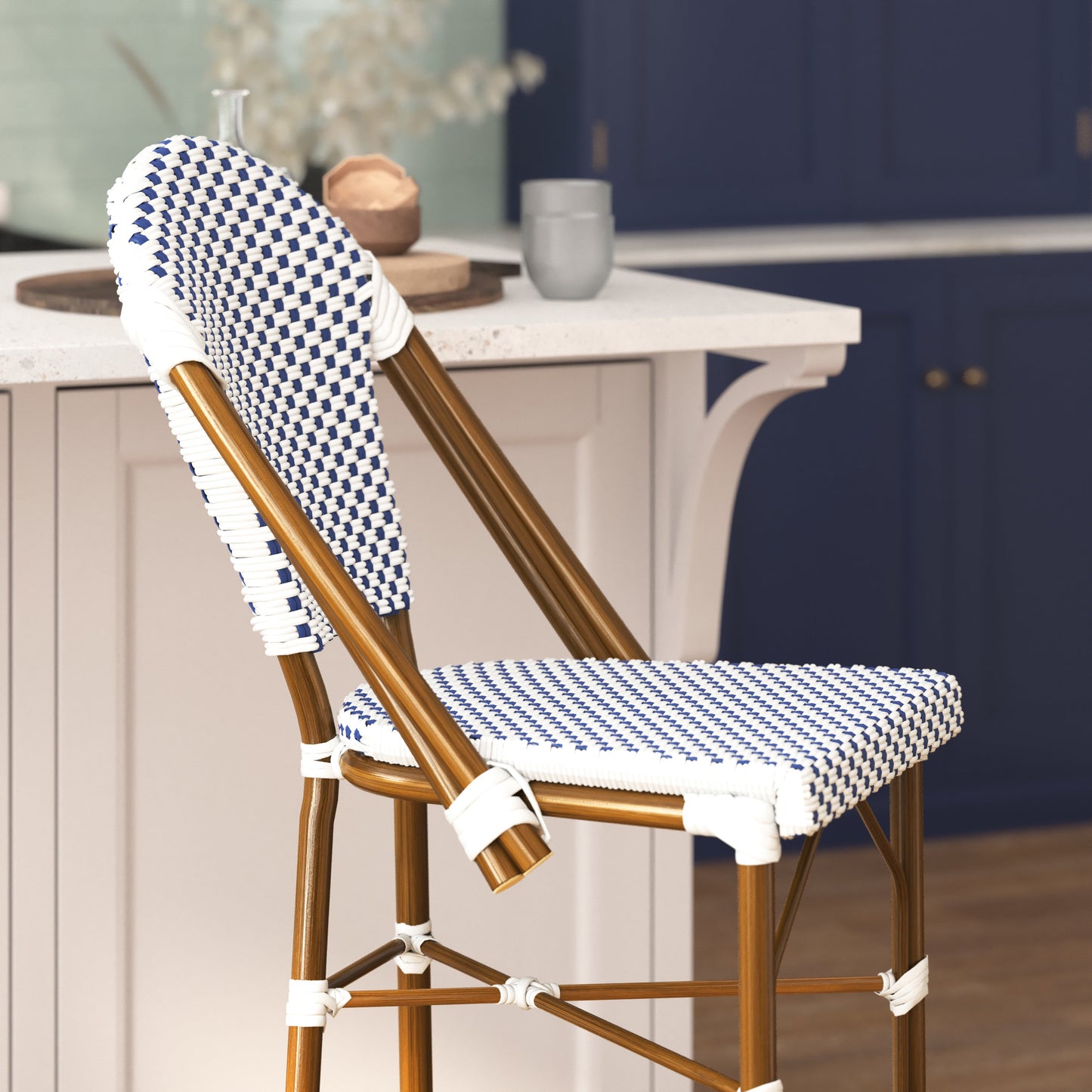 2PK White/Navy Paris Stool 2-SDA-AD642001-F-BS-WHNVY-NAT-GG