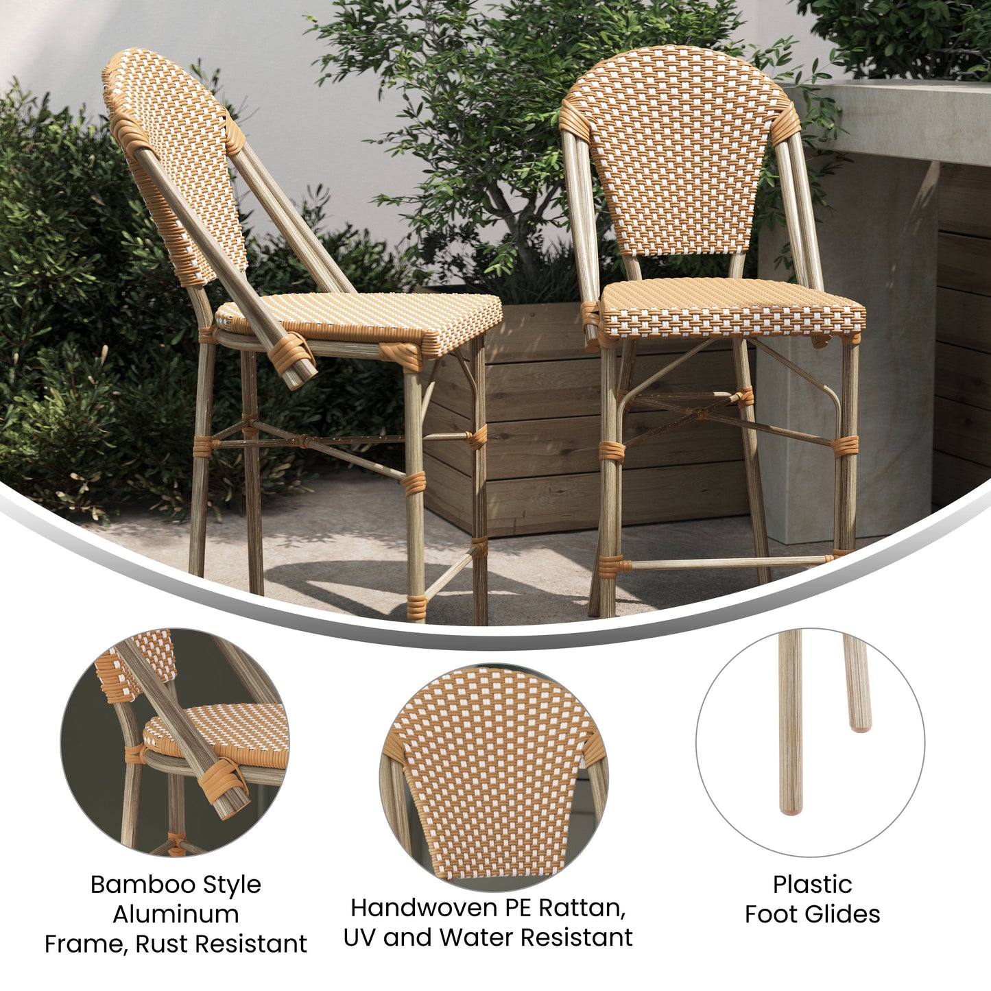 2PK Natural/White Paris Stool 2-SDA-AD642001-F-CS-NATWH-LTNAT-GG