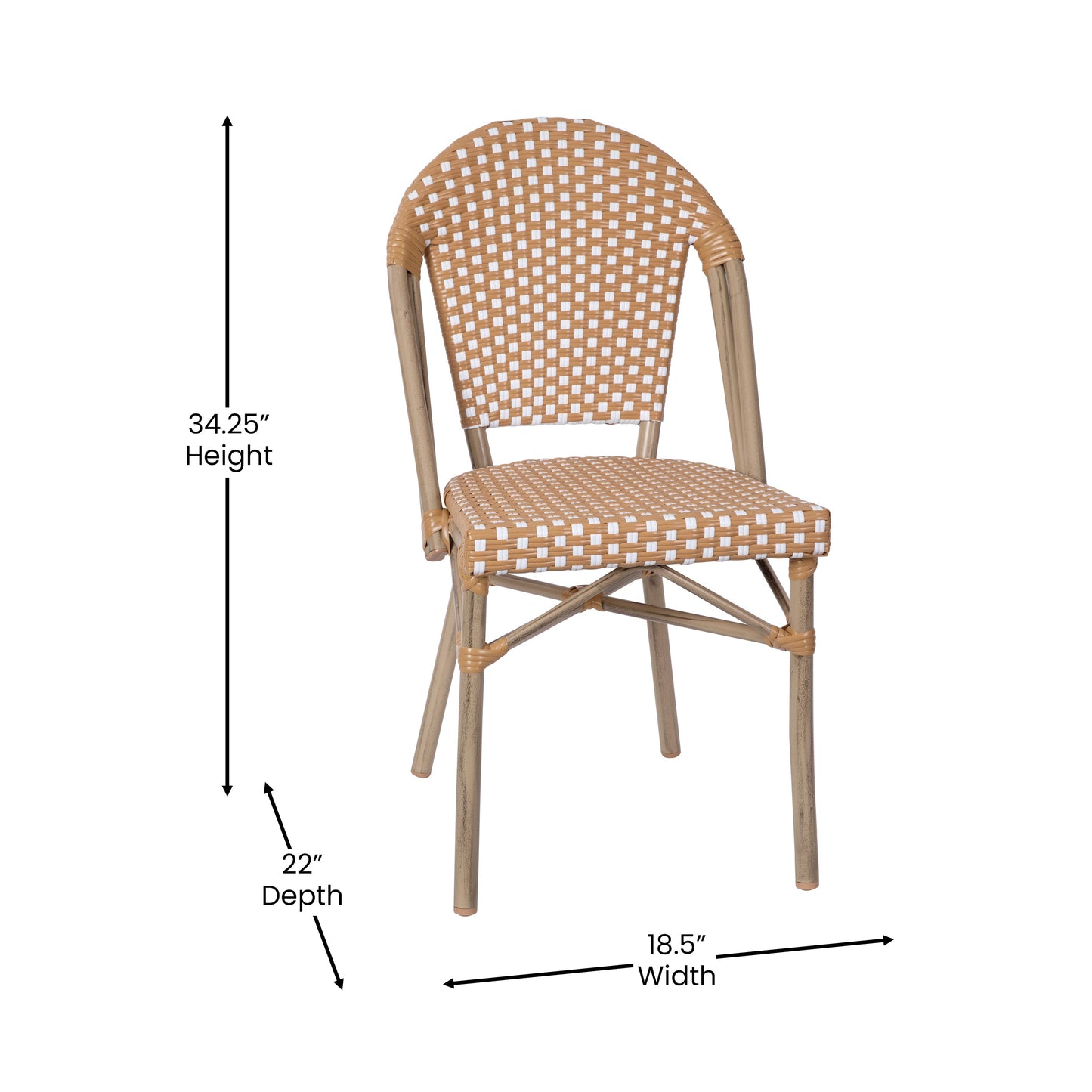 Classic Commercial Grade Indoor/Outdoor French Bistro Chair, Set of 2