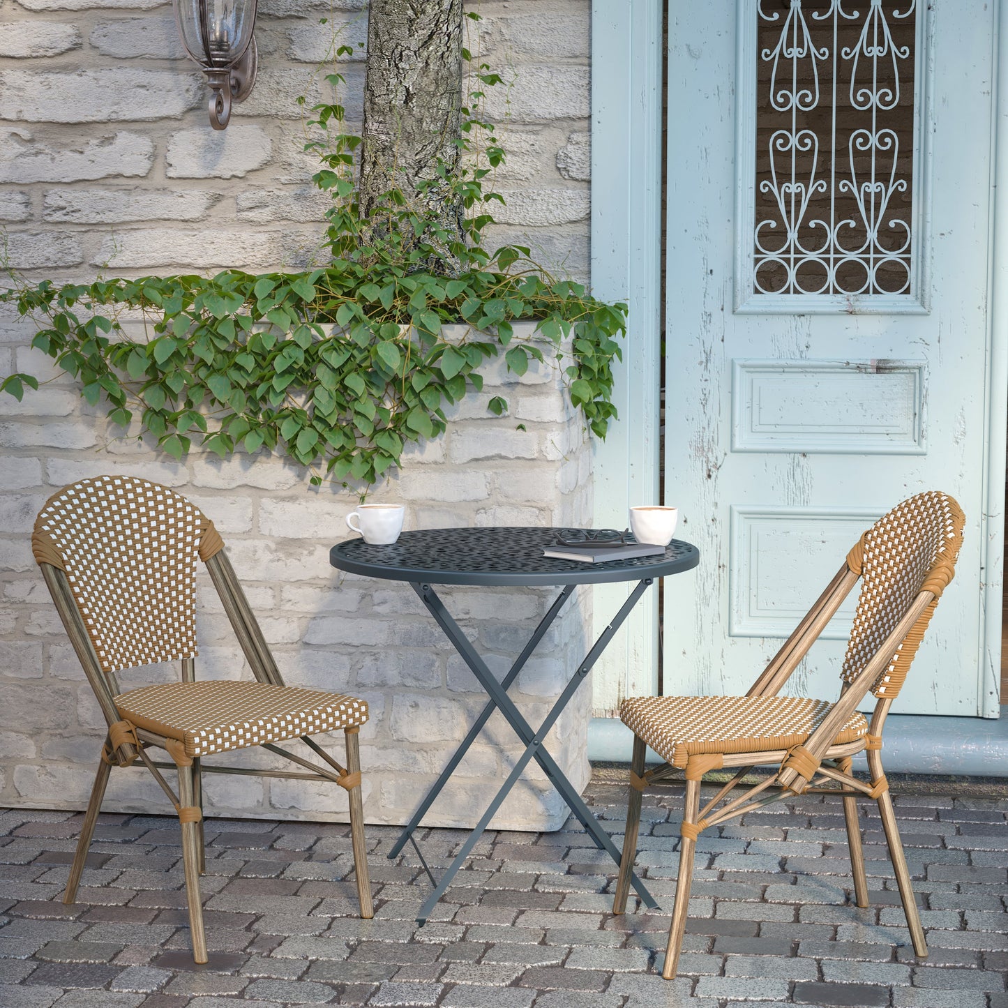 Classic Commercial Grade Indoor/Outdoor French Bistro Chair, Set of 2