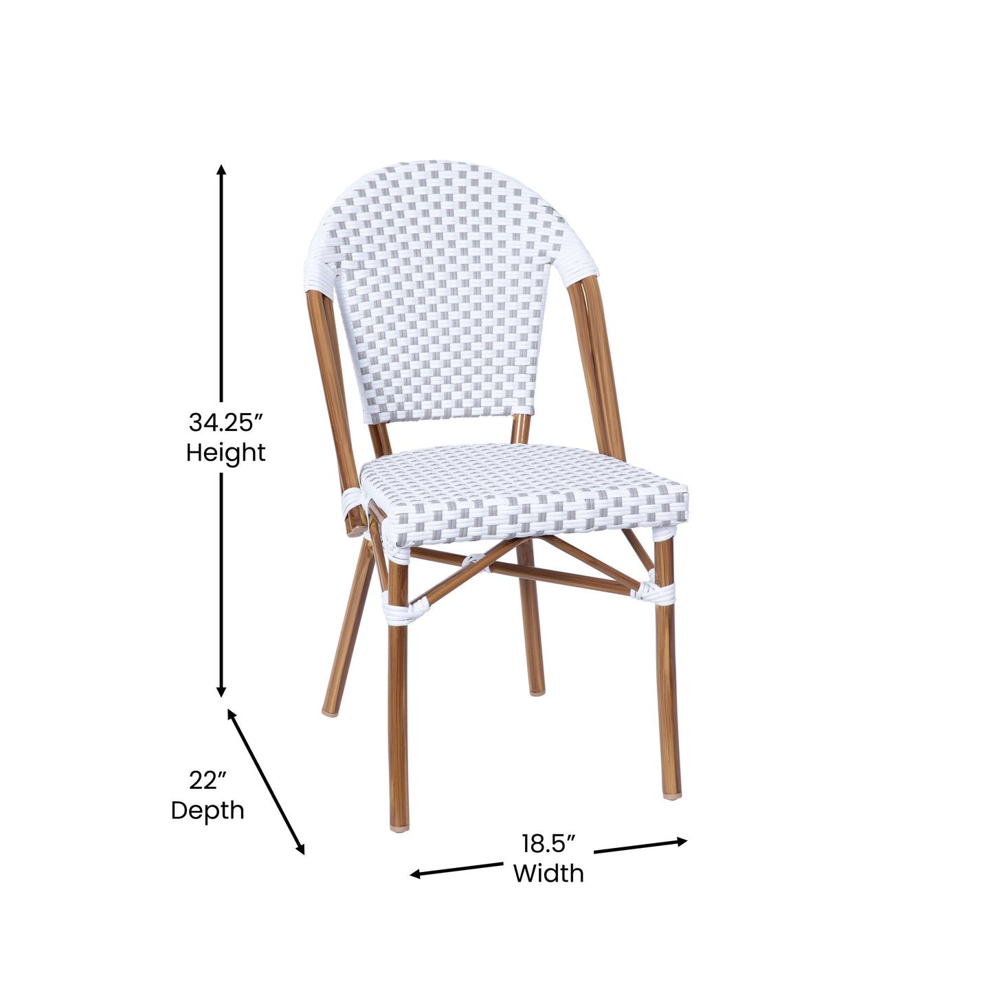 Classic Commercial Grade Indoor/Outdoor French Bistro Chair, Set of 2