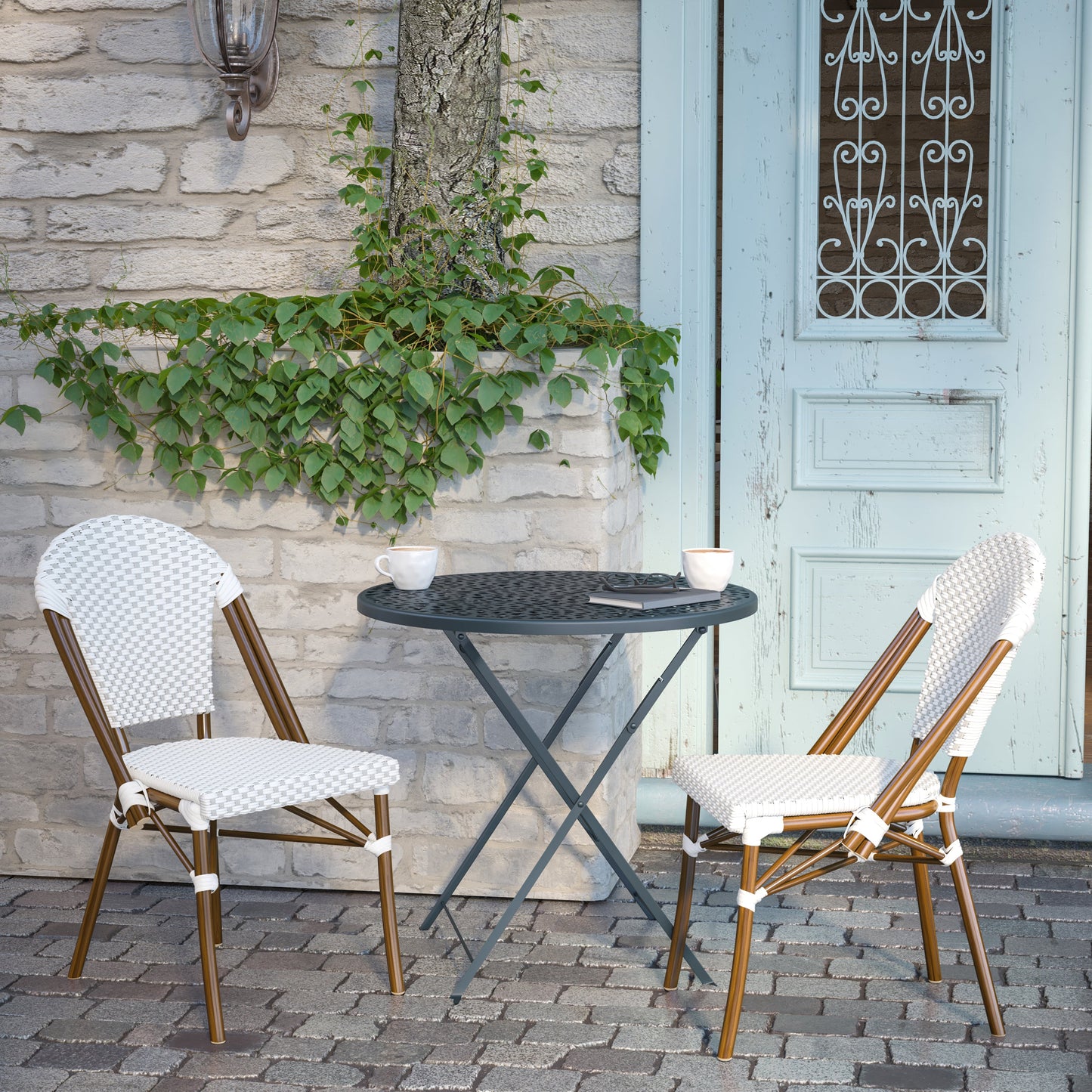 Classic Commercial Grade Indoor/Outdoor French Bistro Chair, Set of 2