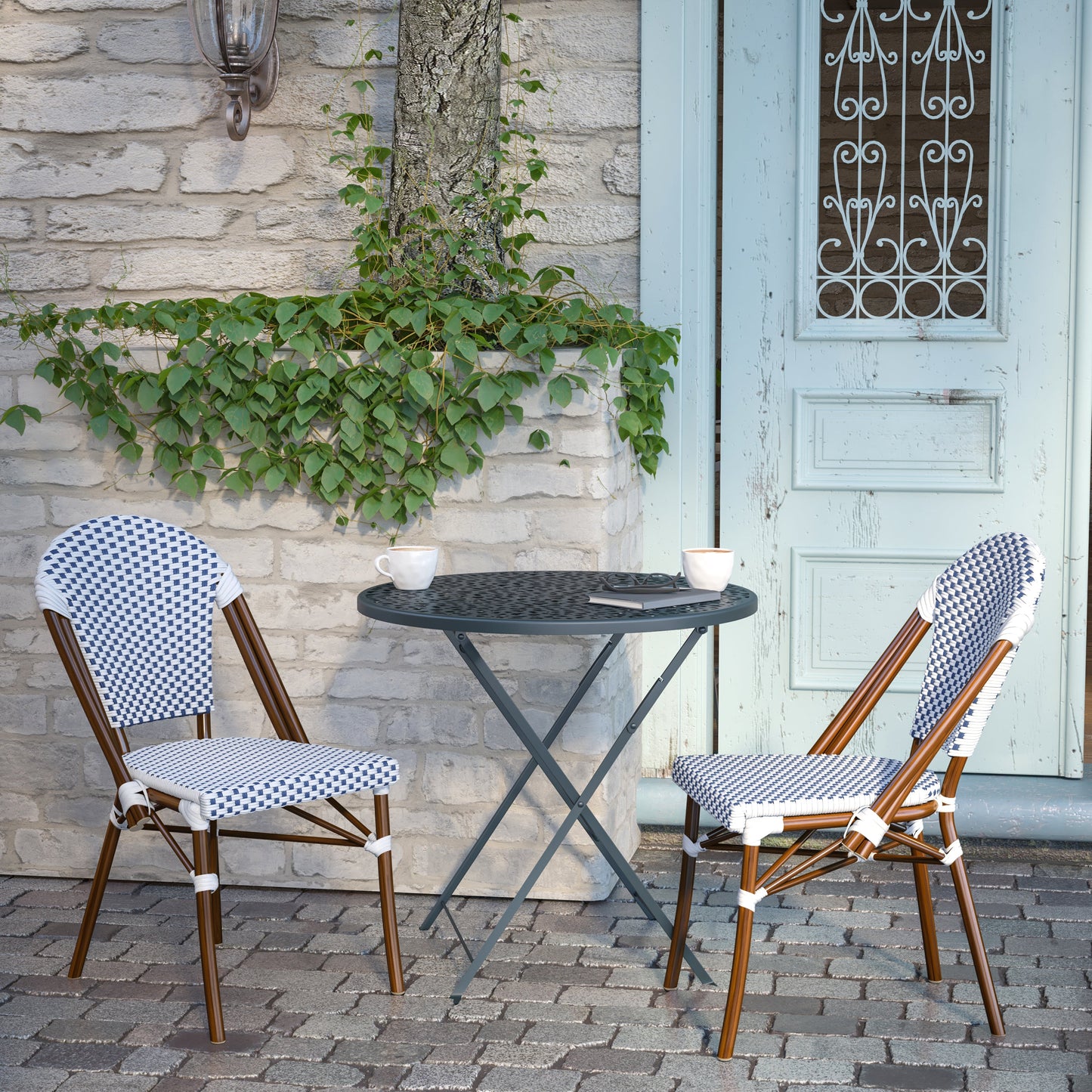 Classic Commercial Grade Indoor/Outdoor French Bistro Chair, Set of 2