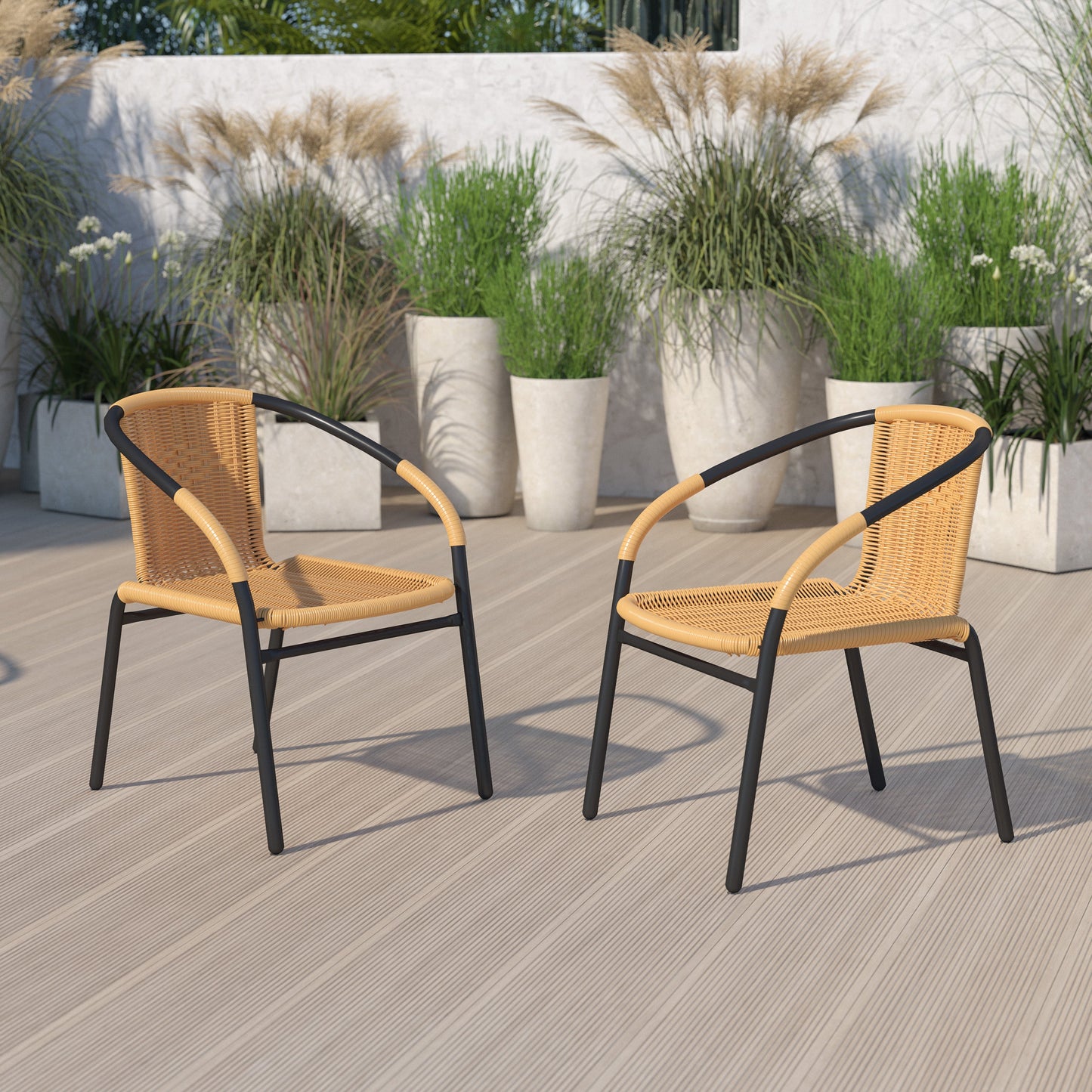 Set of 2 Contemporary Patio Chairs for Indoor and Outdoor Use