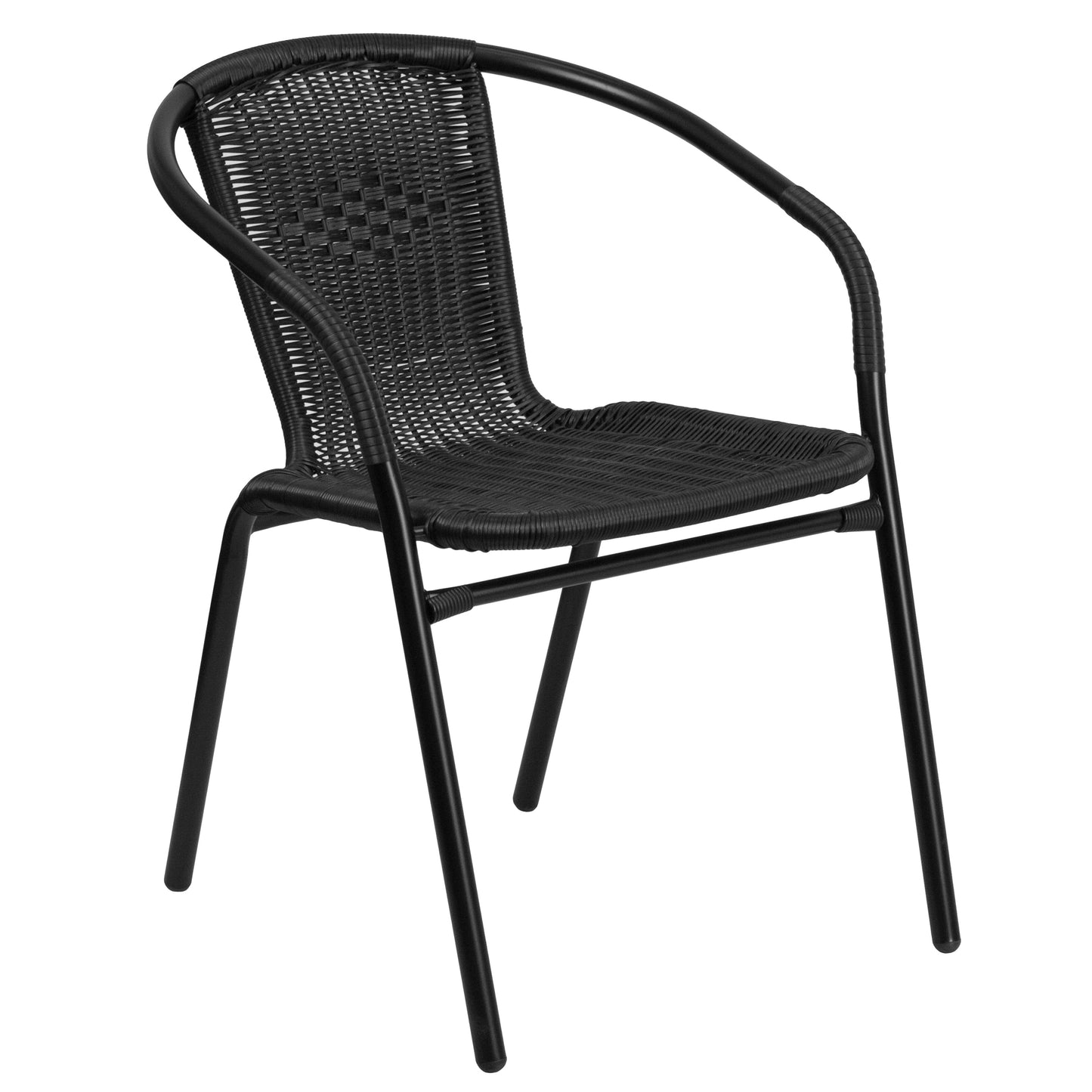 Black Rattan Stack Chair 2-TLH-037-BK-GG