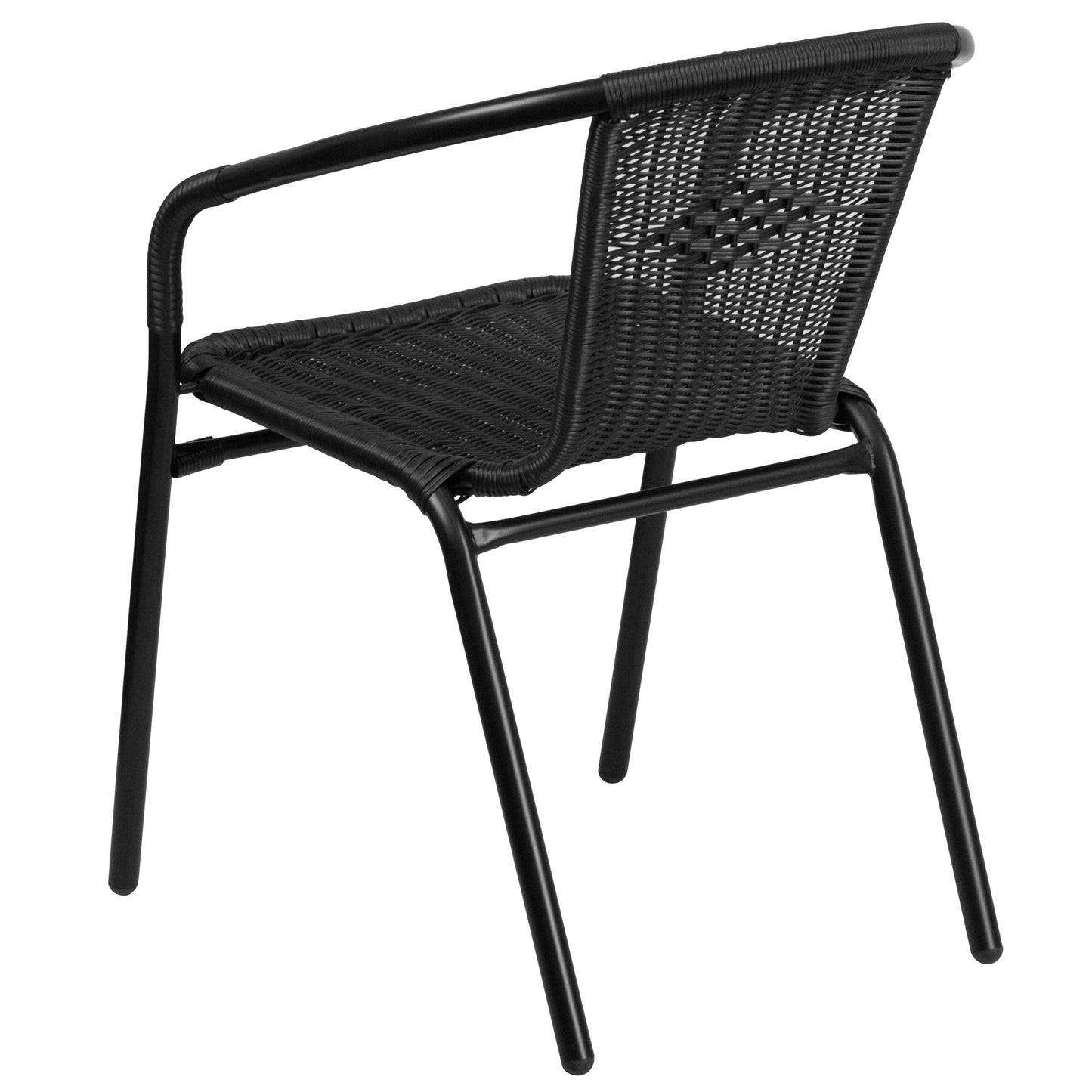 Black Rattan Stack Chair 2-TLH-037-BK-GG