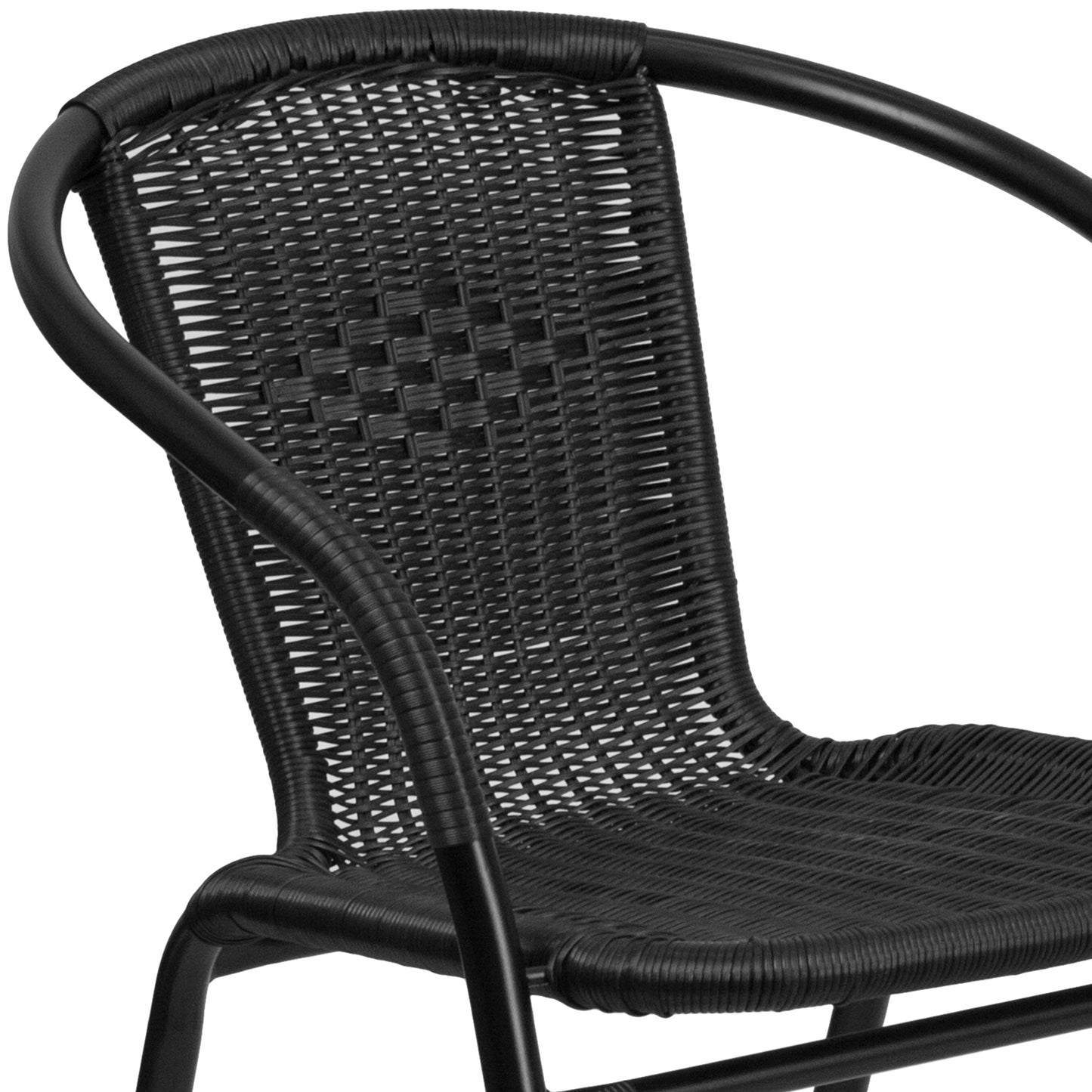 Black Rattan Stack Chair 2-TLH-037-BK-GG