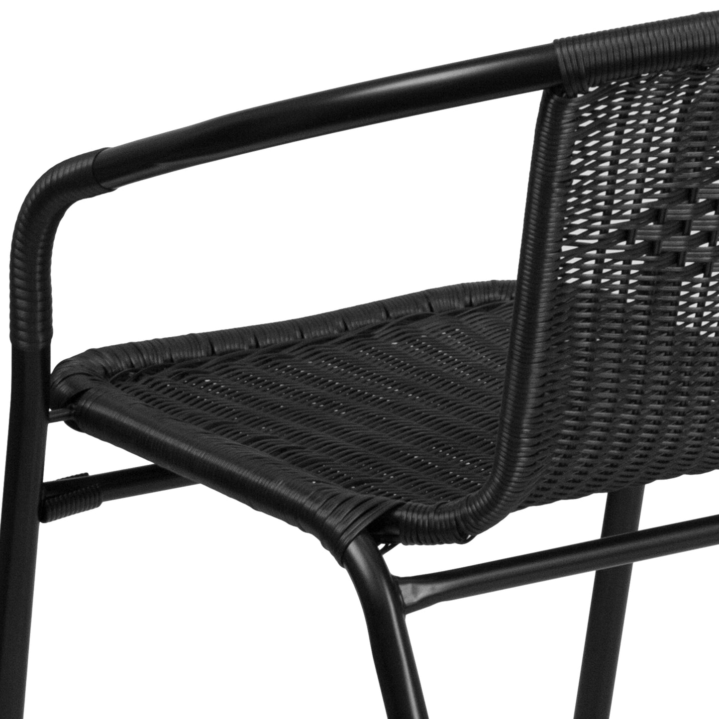 Black Rattan Stack Chair 2-TLH-037-BK-GG