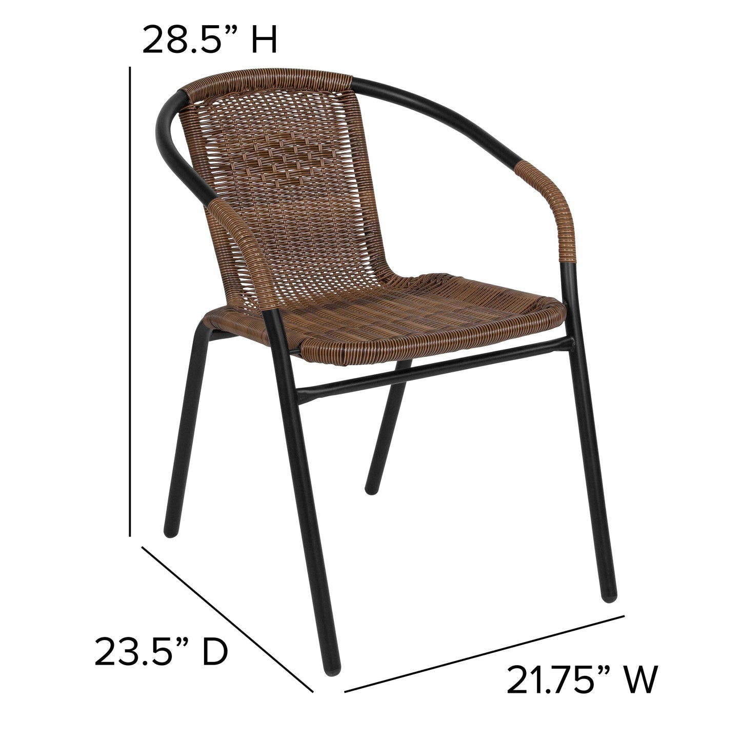 Brown Rattan Stack Chair 2-TLH-037-DK-BN-GG