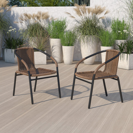 Brown Rattan Stack Chair 2-TLH-037-DK-BN-GG