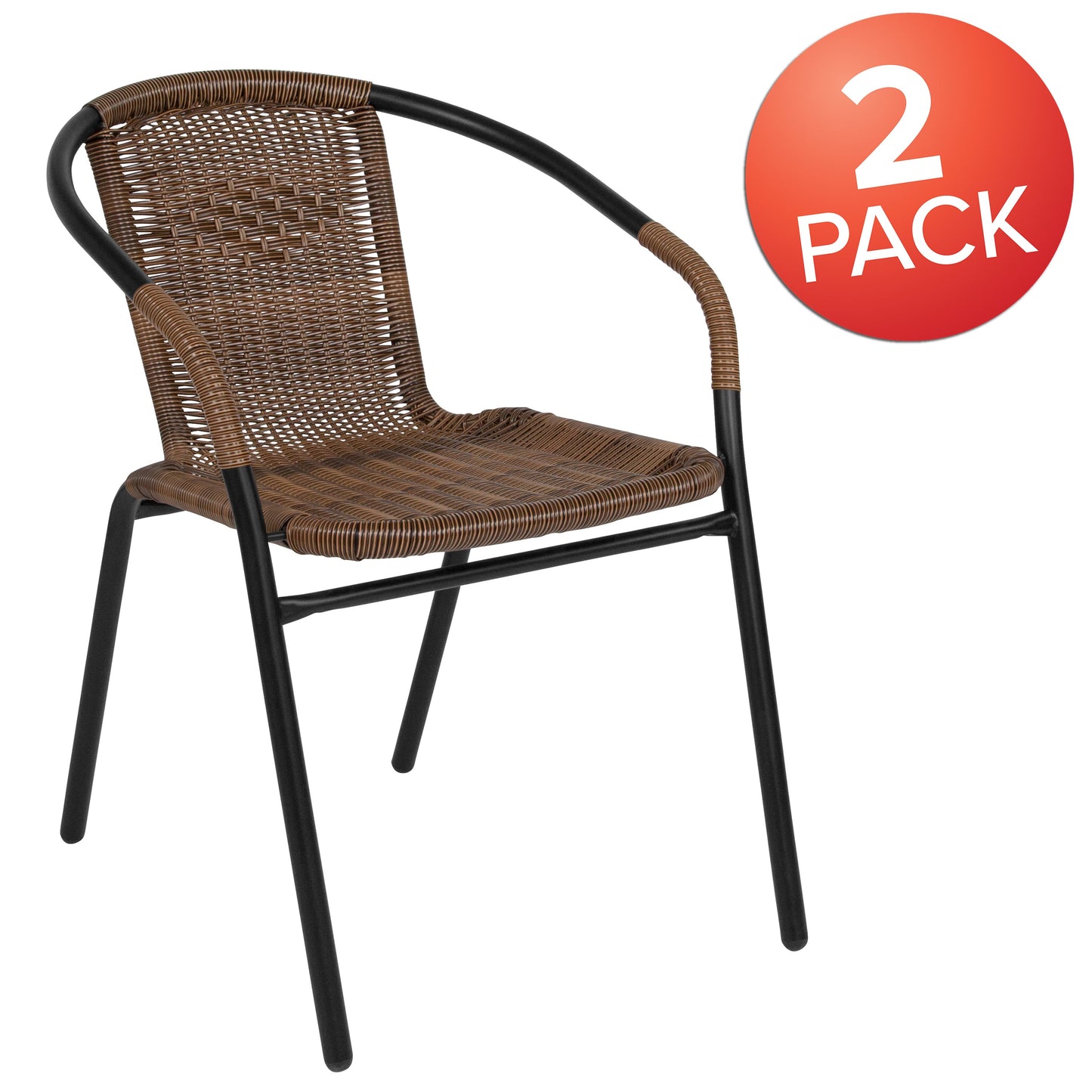 Brown Rattan Stack Chair 2-TLH-037-DK-BN-GG