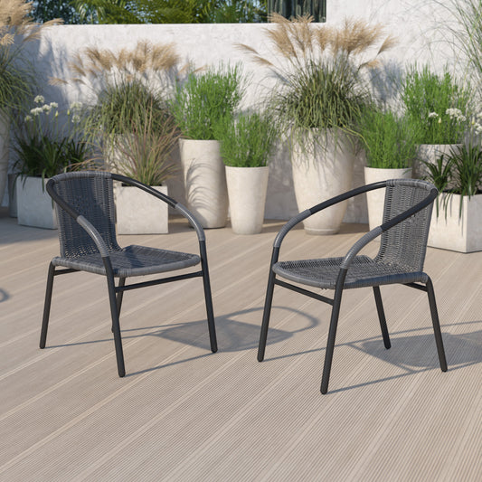 Gray Rattan Stack Chair 2-TLH-037-GY-GG