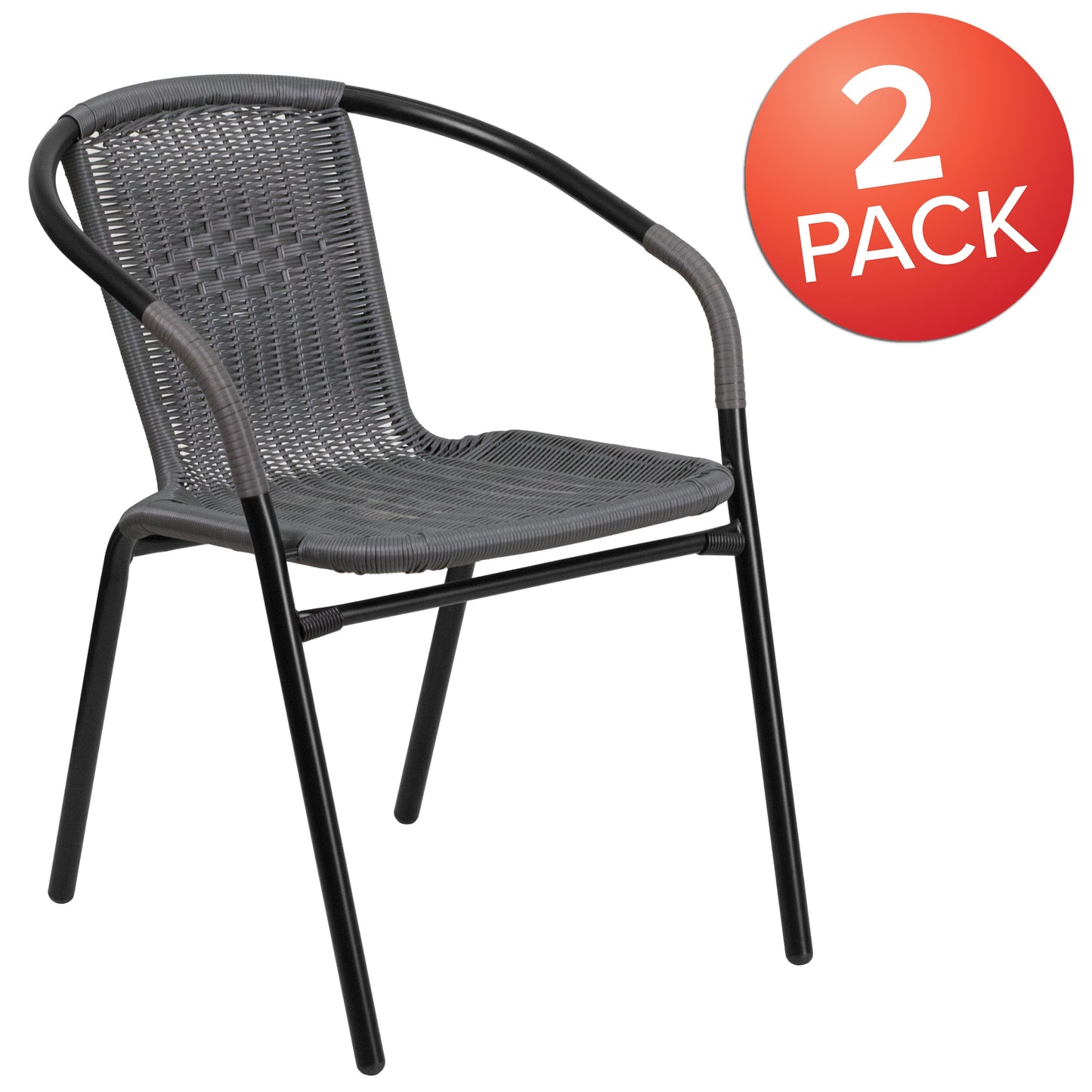 Gray Rattan Stack Chair 2-TLH-037-GY-GG