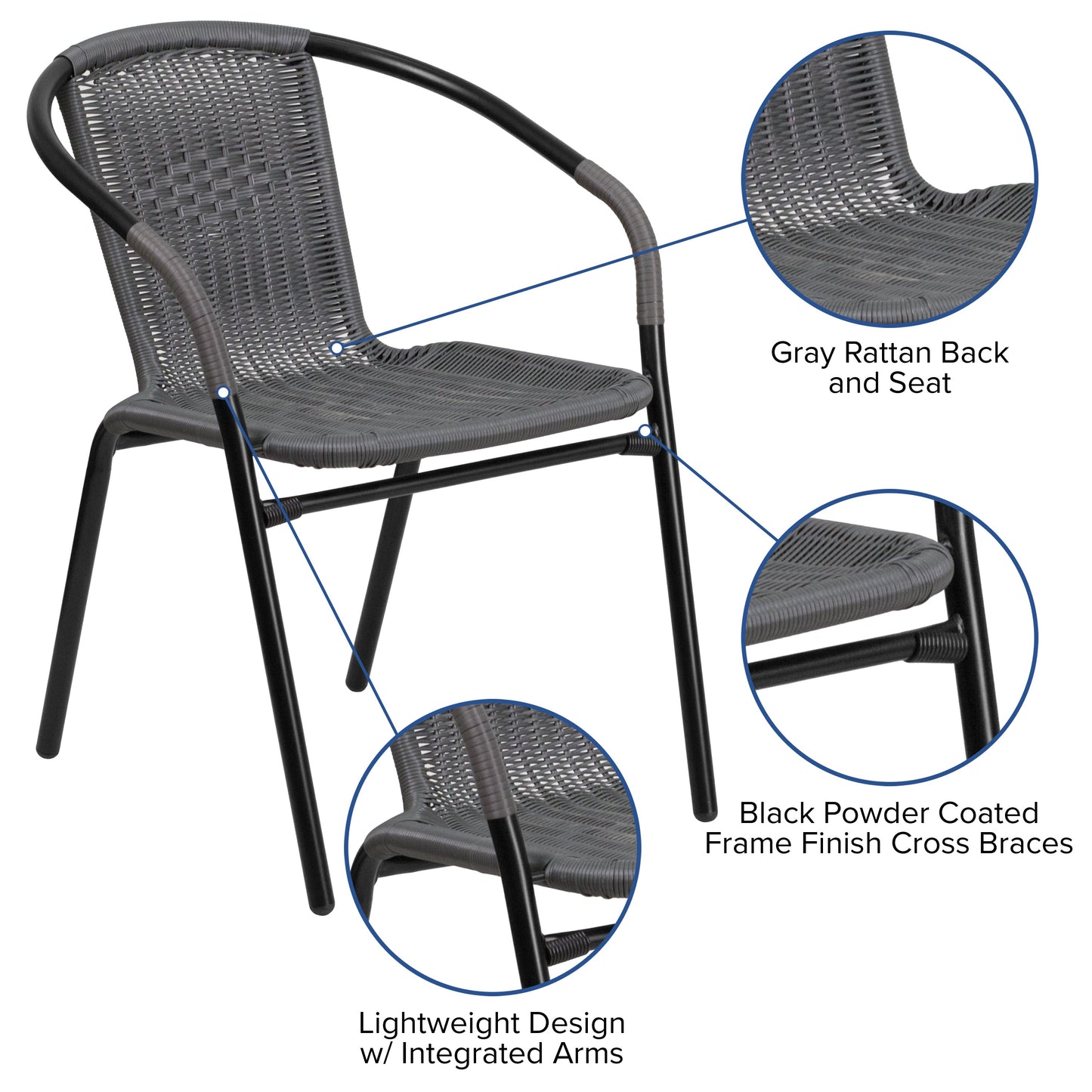 Set of 2 Contemporary Patio Chairs for Indoor and Outdoor Use