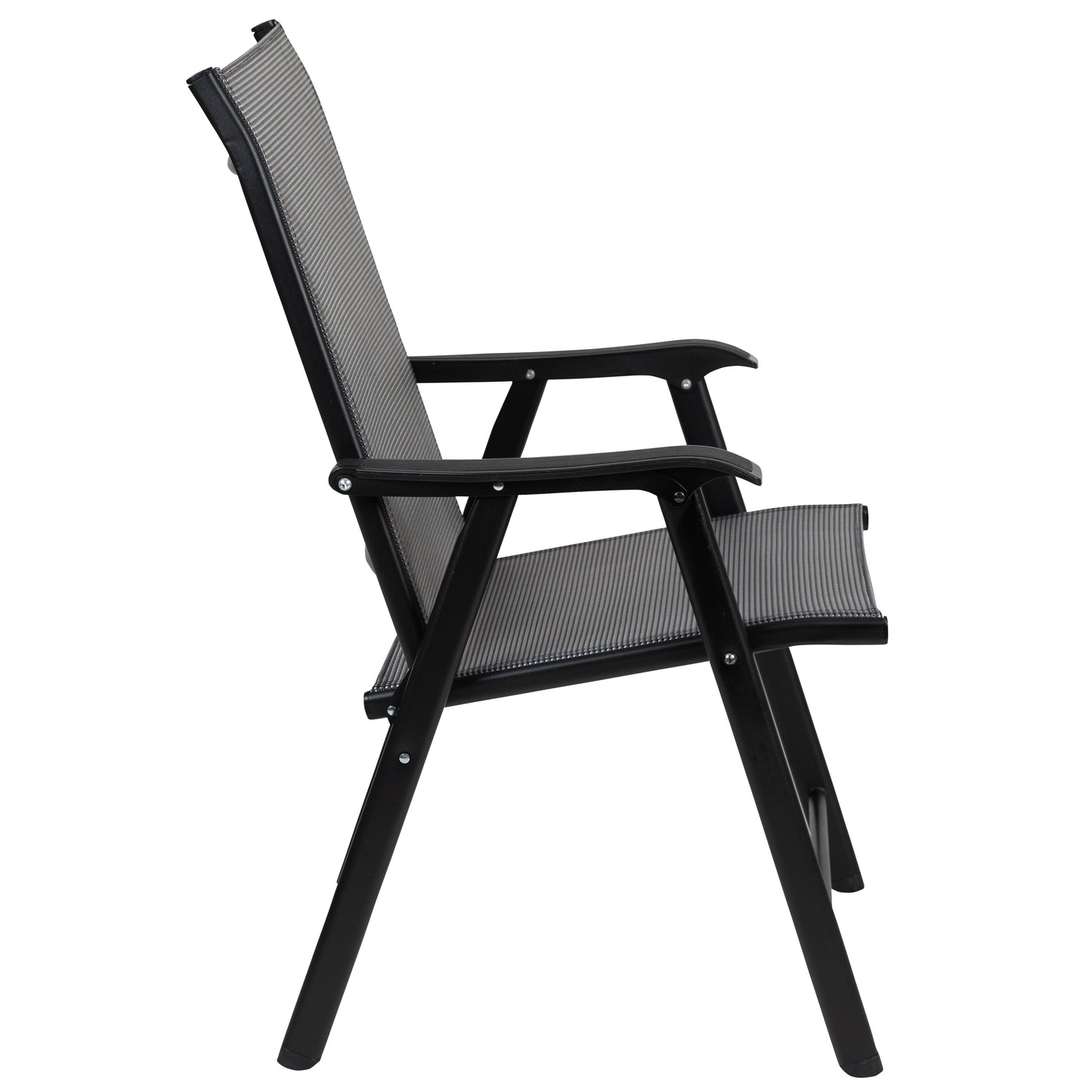 2PK GY/BK Folding Patio Chair 2-TLH-SC-044-B-GG