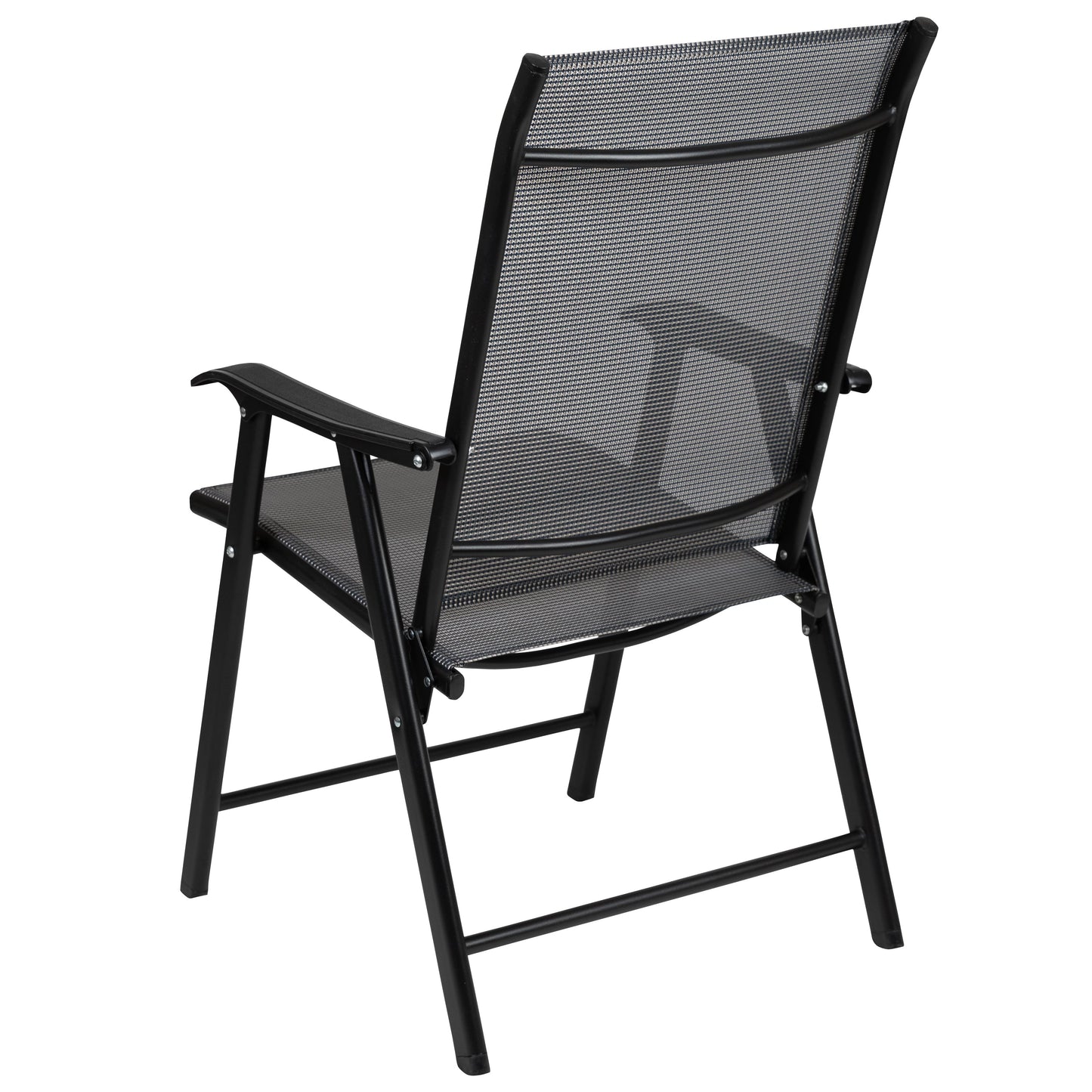 2PK GY/BK Folding Patio Chair 2-TLH-SC-044-B-GG