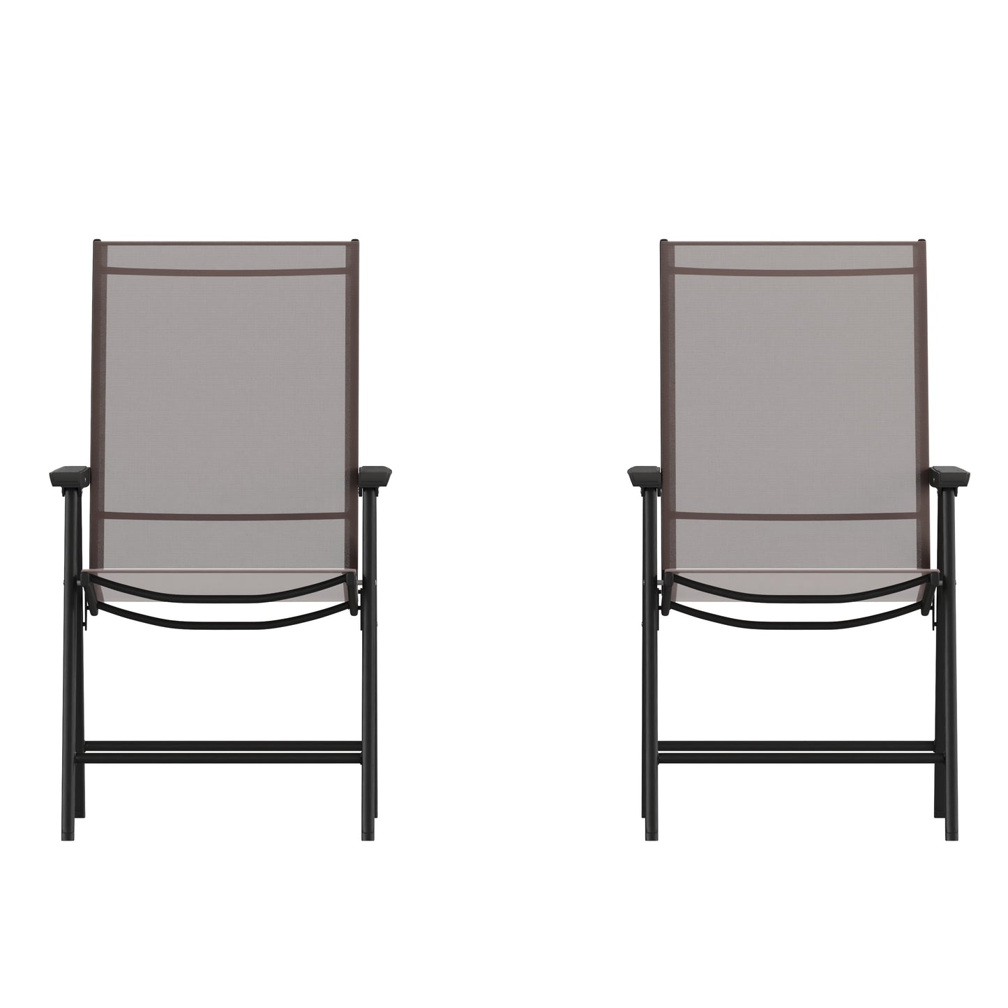 2PK BR/BK Folding Patio Chair 2-TLH-SC-044-BR-GG