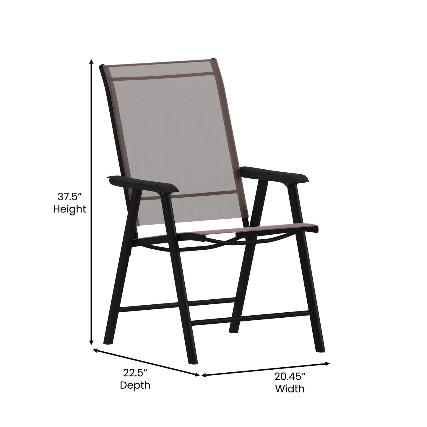 2PK BR/BK Folding Patio Chair 2-TLH-SC-044-BR-GG