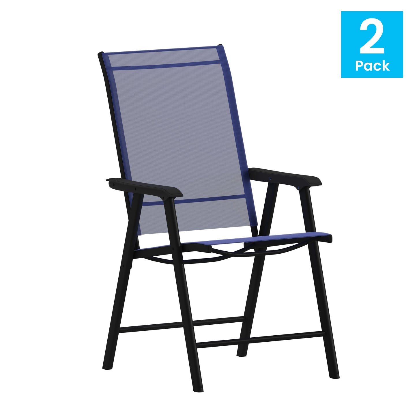 2PK NV/BK Folding Patio Chair 2-TLH-SC-044-NV-GG