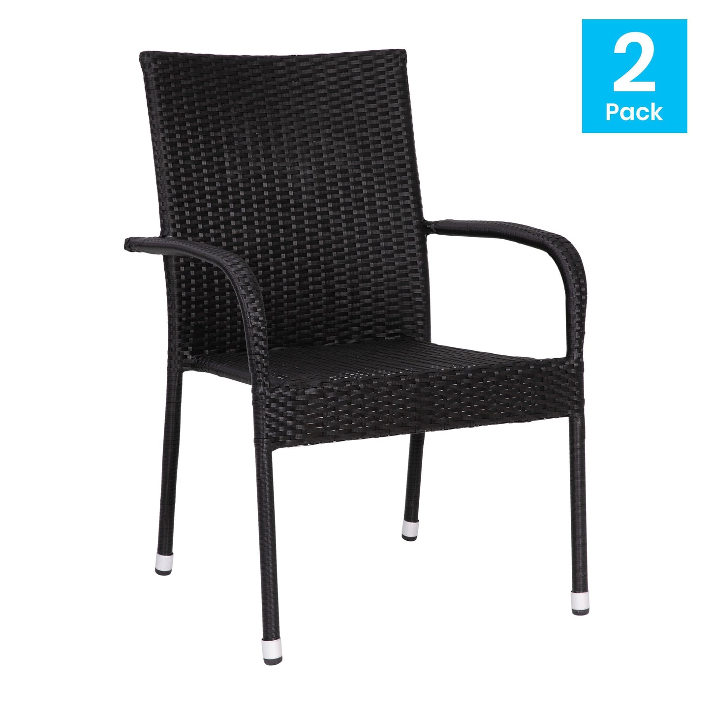 2PK Black Patio Armchairs 2-TW-3WBE073-BK-GG