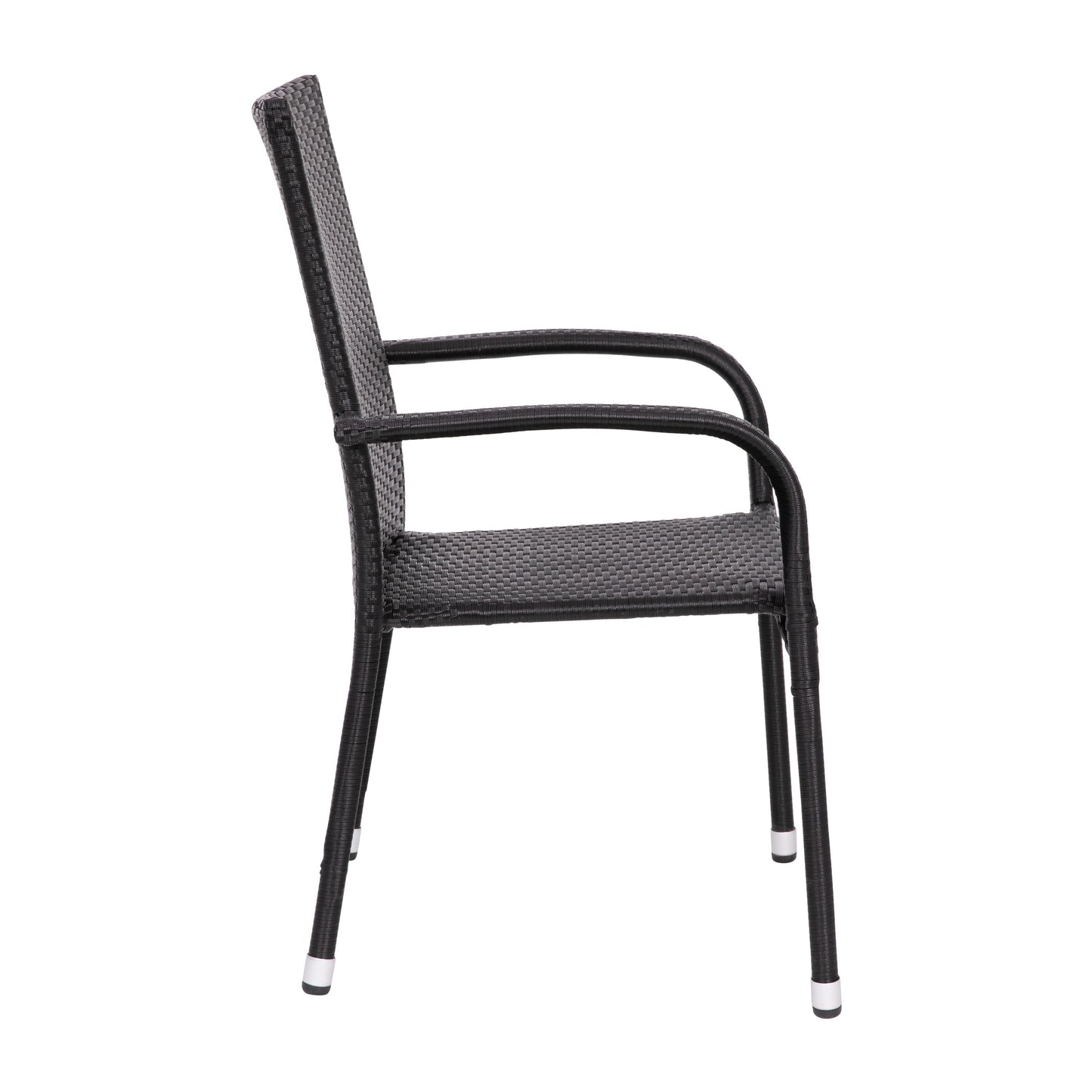 2PK Black Patio Armchairs 2-TW-3WBE073-BK-GG