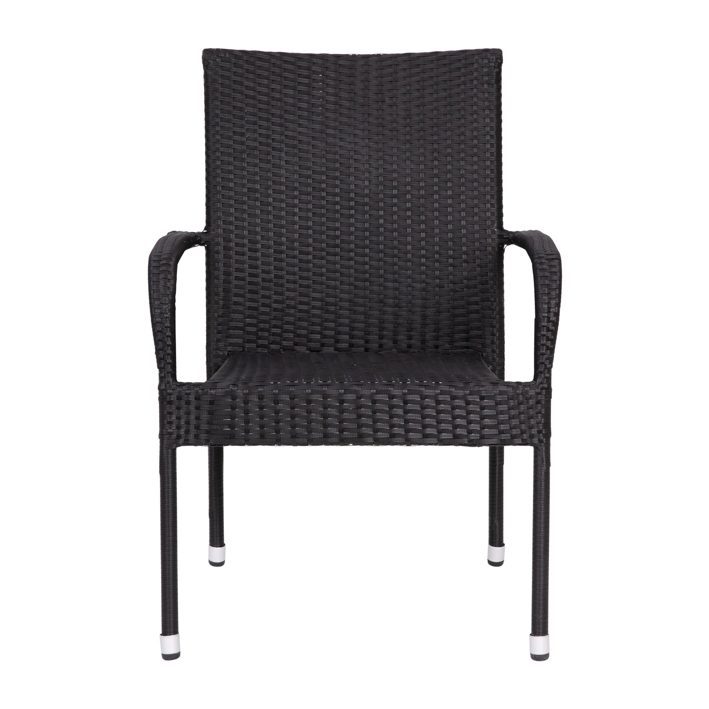 2PK Black Patio Armchairs 2-TW-3WBE073-BK-GG