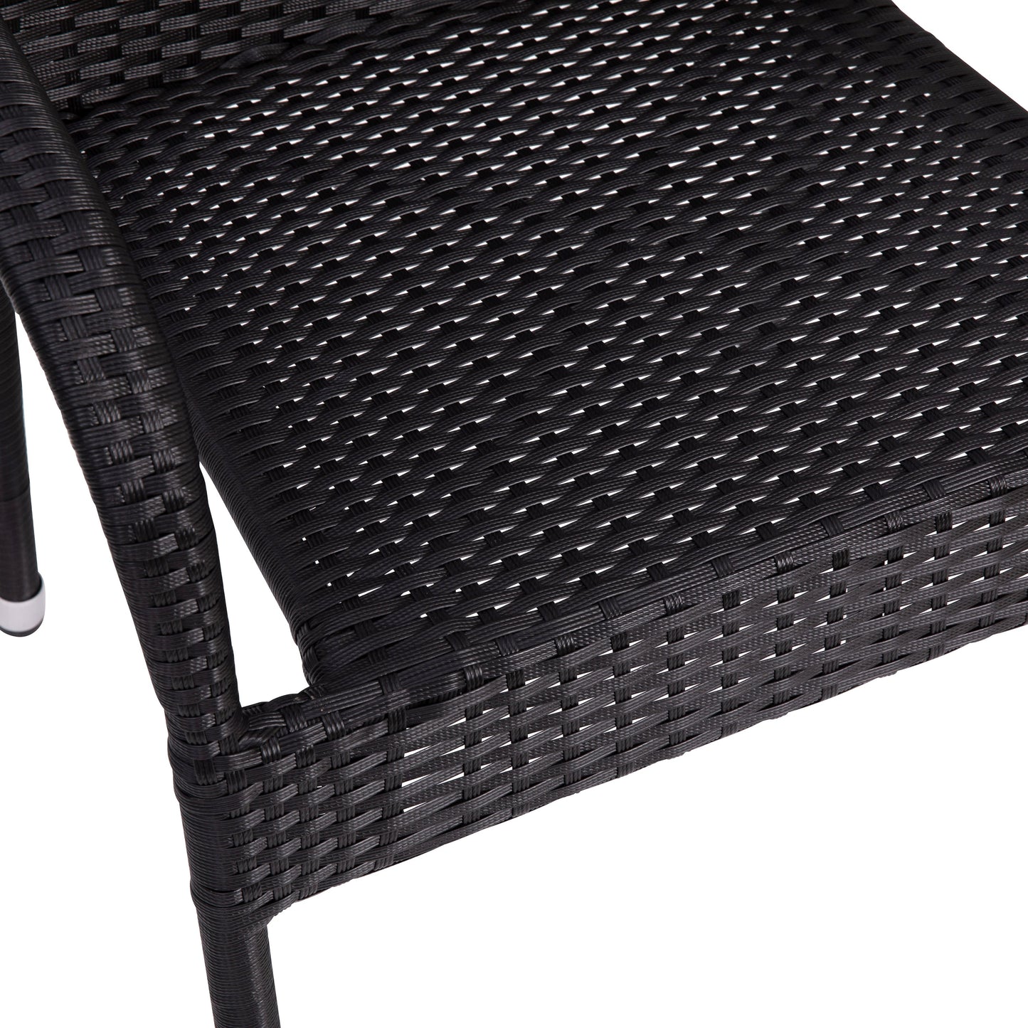 Modern Indoor/Outdoor Stackable Wicker Patio Chairs with Arms - Set of 2