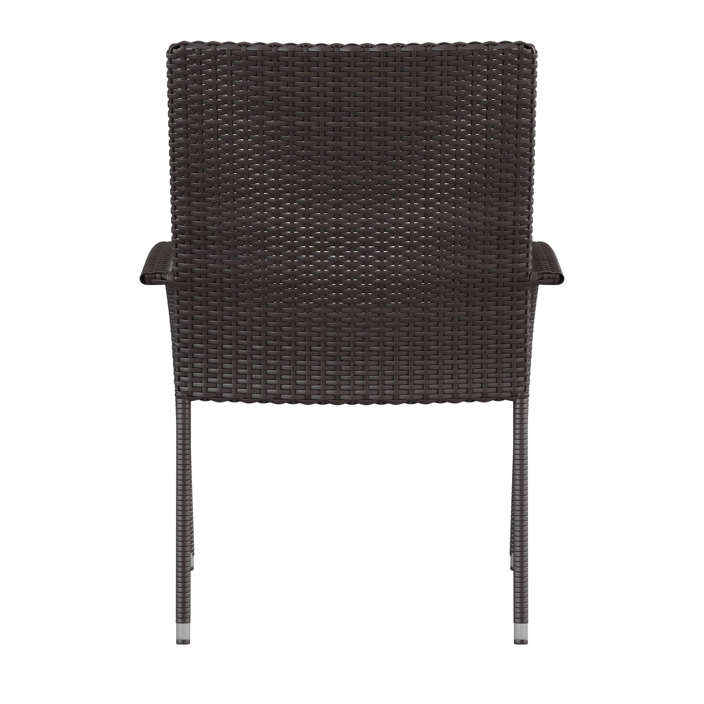 Contemporary Set of 2 Indoor/Outdoor PE Wicker Patio Chairs with Seat Cushions