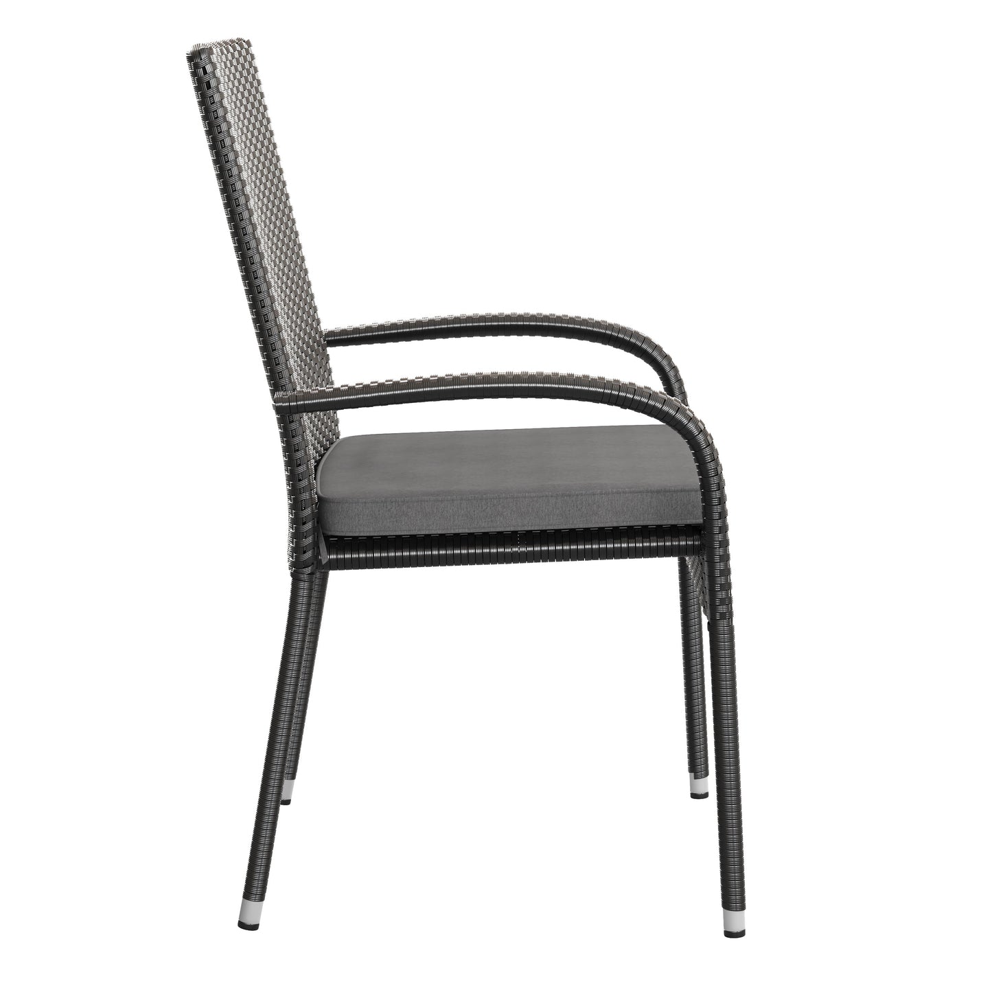 2PK Black Patio Chairs 2-TW-3WBE073-CU01GY-BK-GG