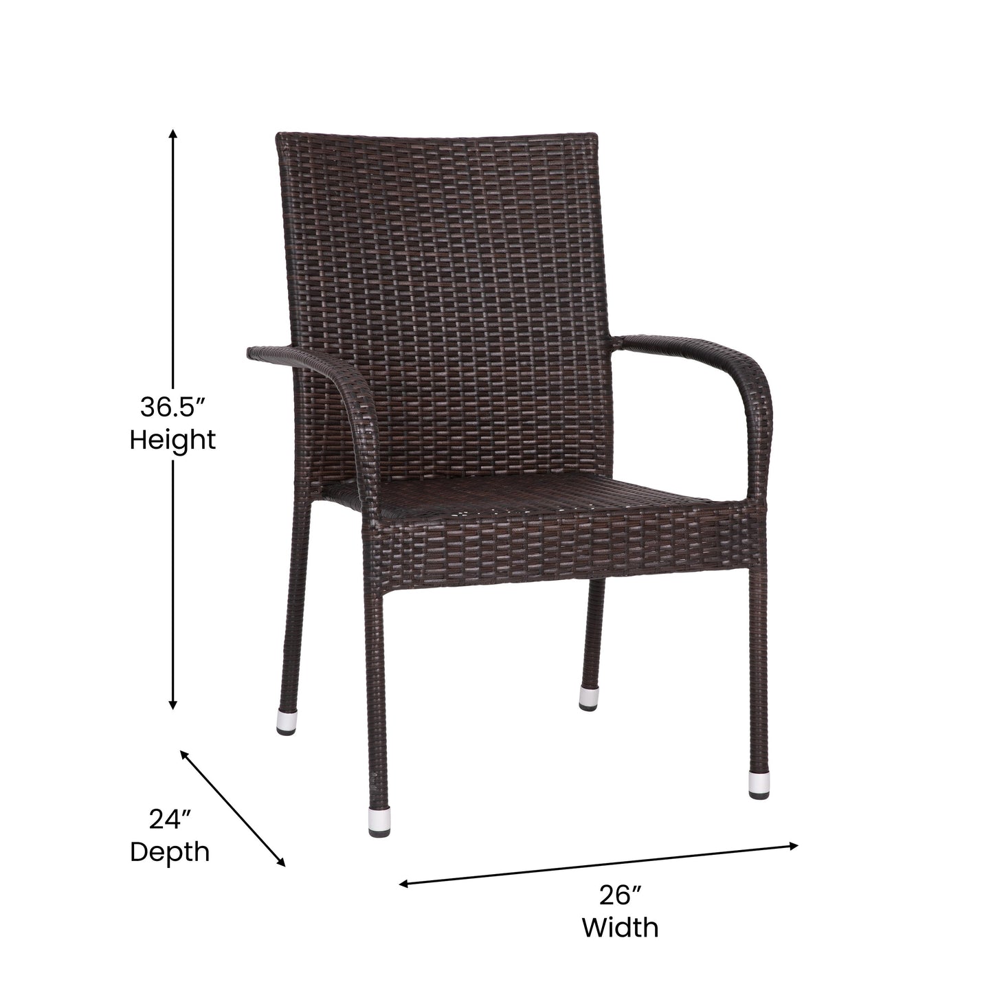 2PK Espresso Patio Armchairs 2-TW-3WBE073-ESP-GG