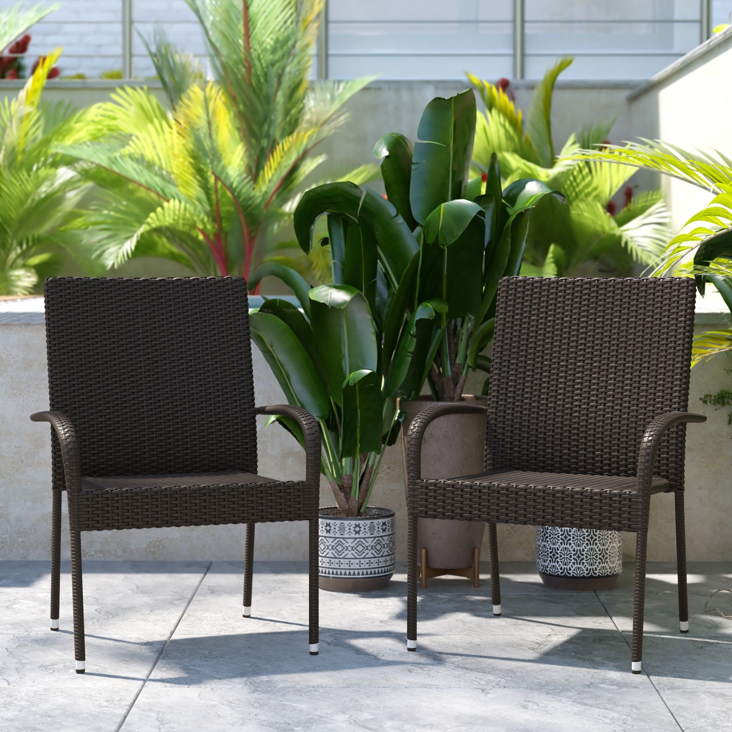 2PK Espresso Patio Armchairs 2-TW-3WBE073-ESP-GG