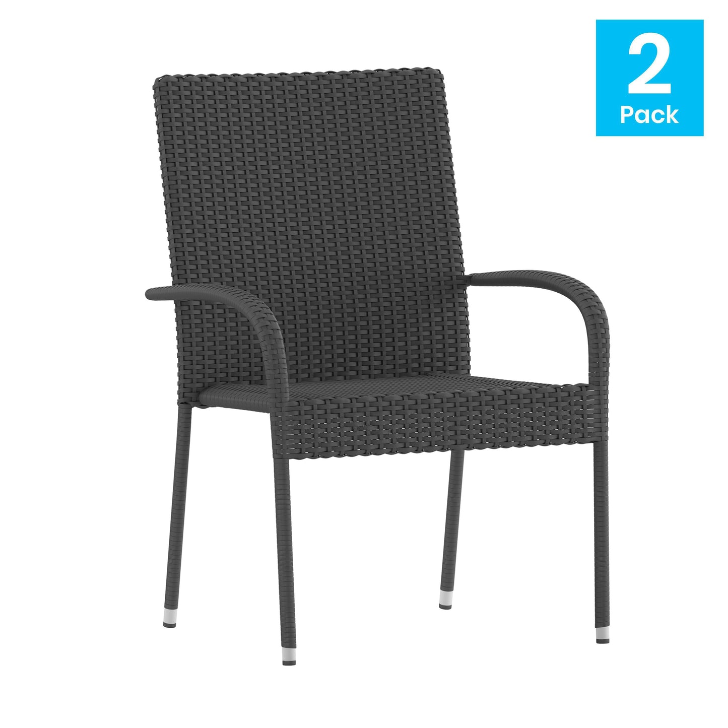 2PK Gray Patio Armchairs 2-TW-3WBE073-GY-GG