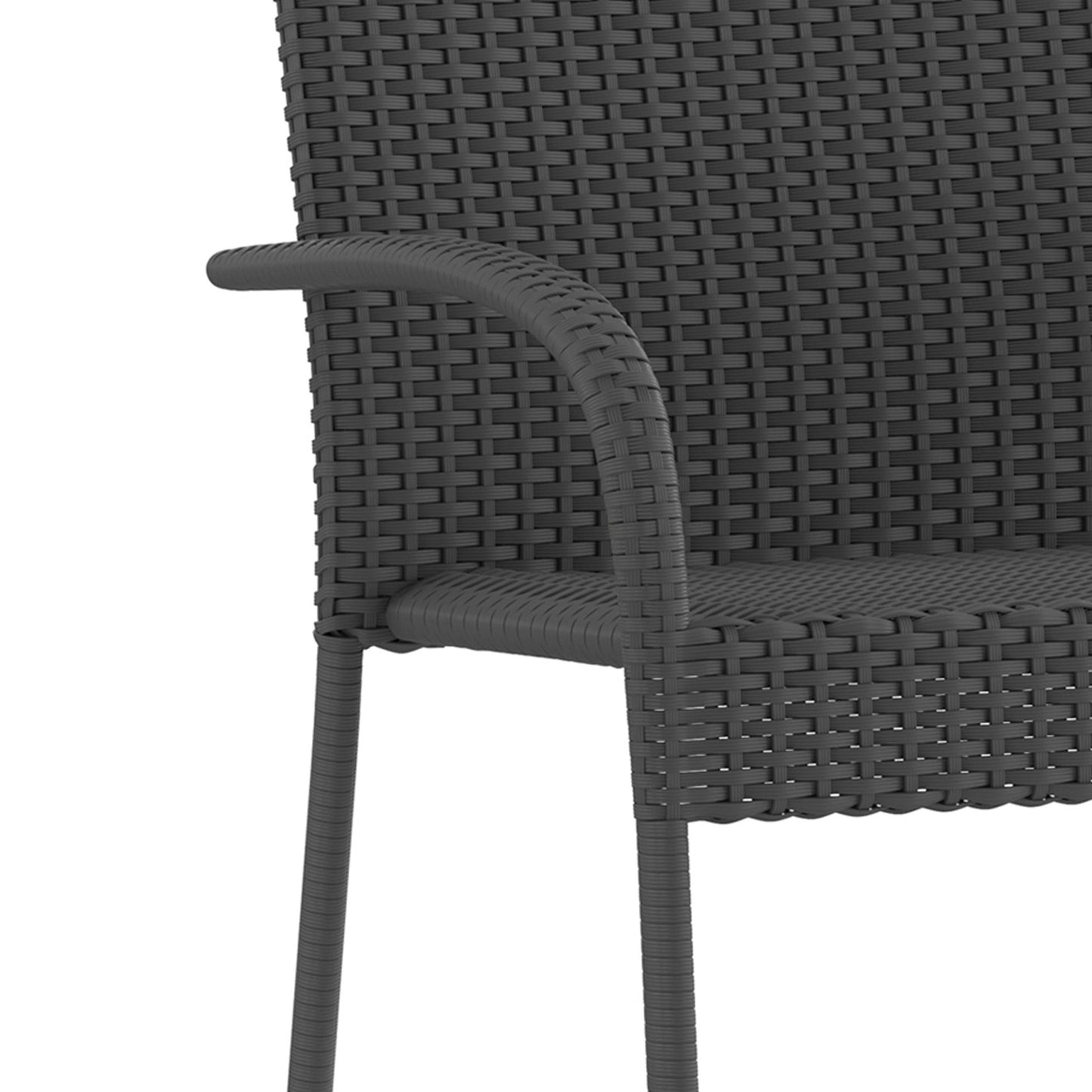 Modern Indoor/Outdoor Stackable Wicker Patio Chairs with Arms - Set of 2