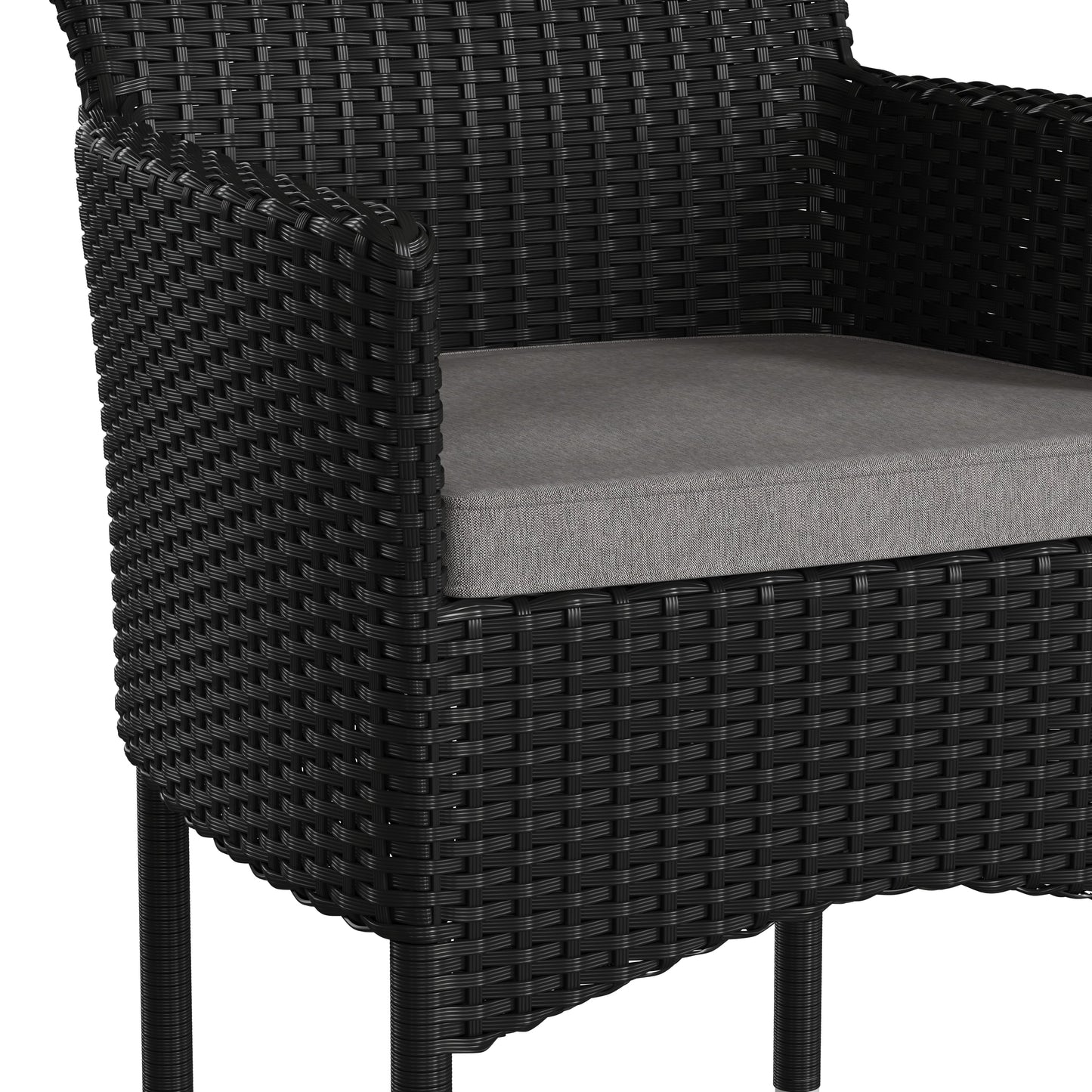 2PK Black Patio Armchairs 2-TW-3WBE074-BK-GG