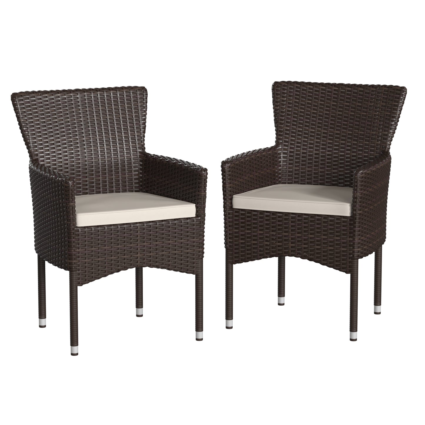 2PK Espresso Patio Armchairs 2-TW-3WBE074-BR-GG