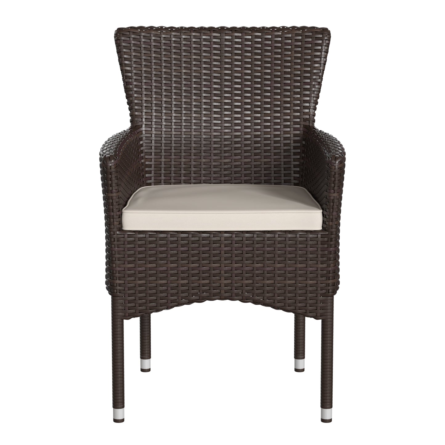 Modern Indoor/Outdoor Wicker Patio Chairs with Cushions - Set of 2