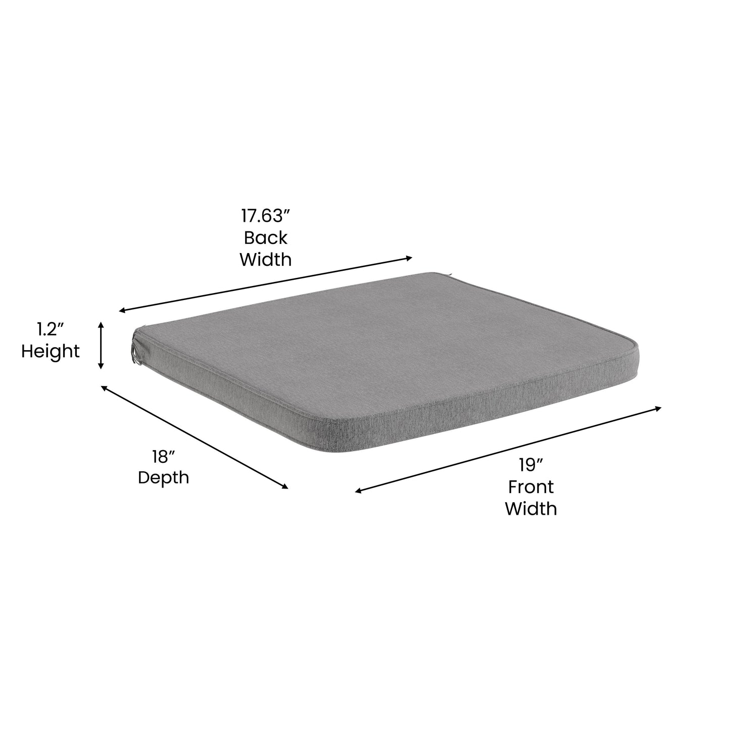 2 PK Gray Tieback Cushions 2-TW-3WCU001-GY-GG