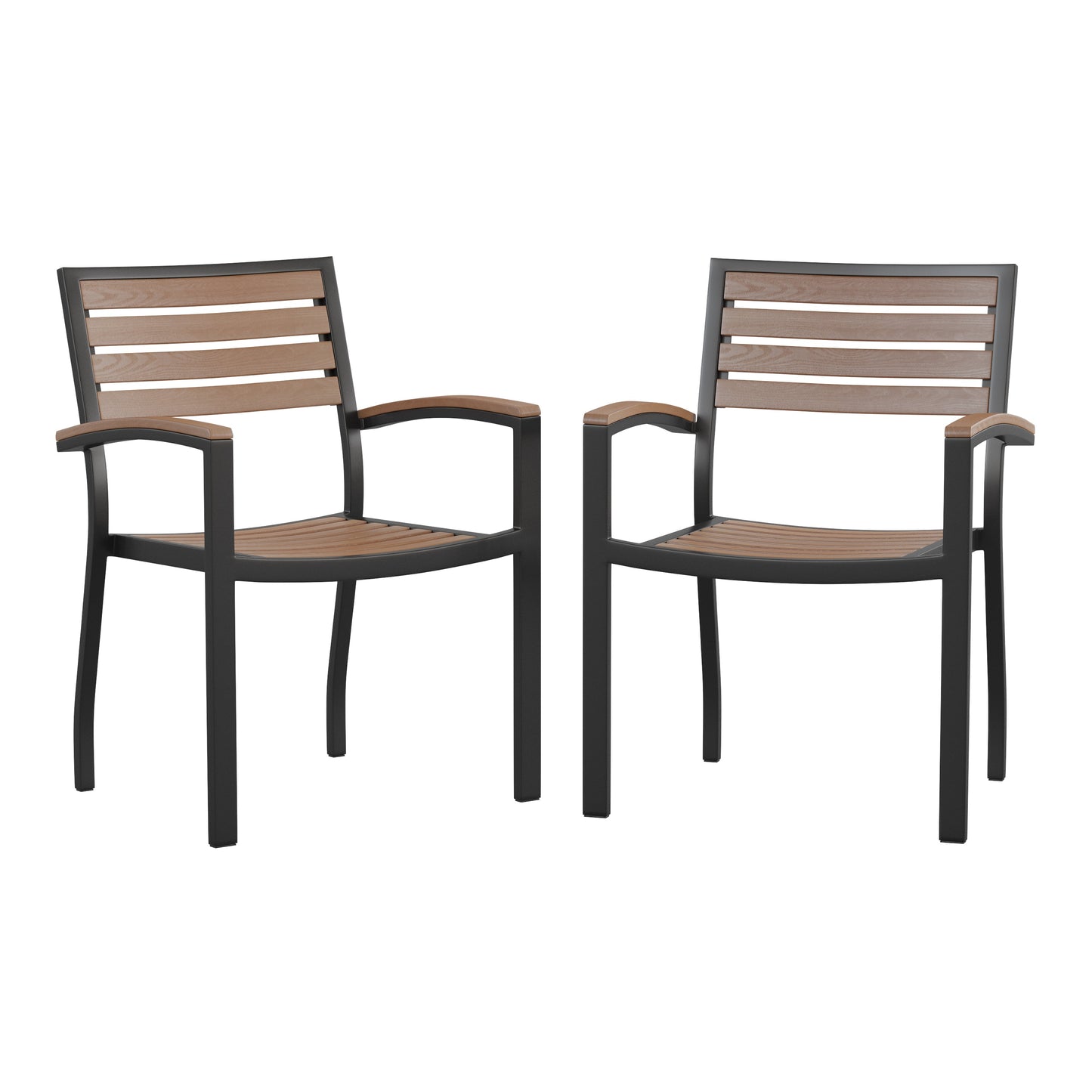 2 Pack Faux Teak Patio Chairs 2-XU-DG-HW6006-GG