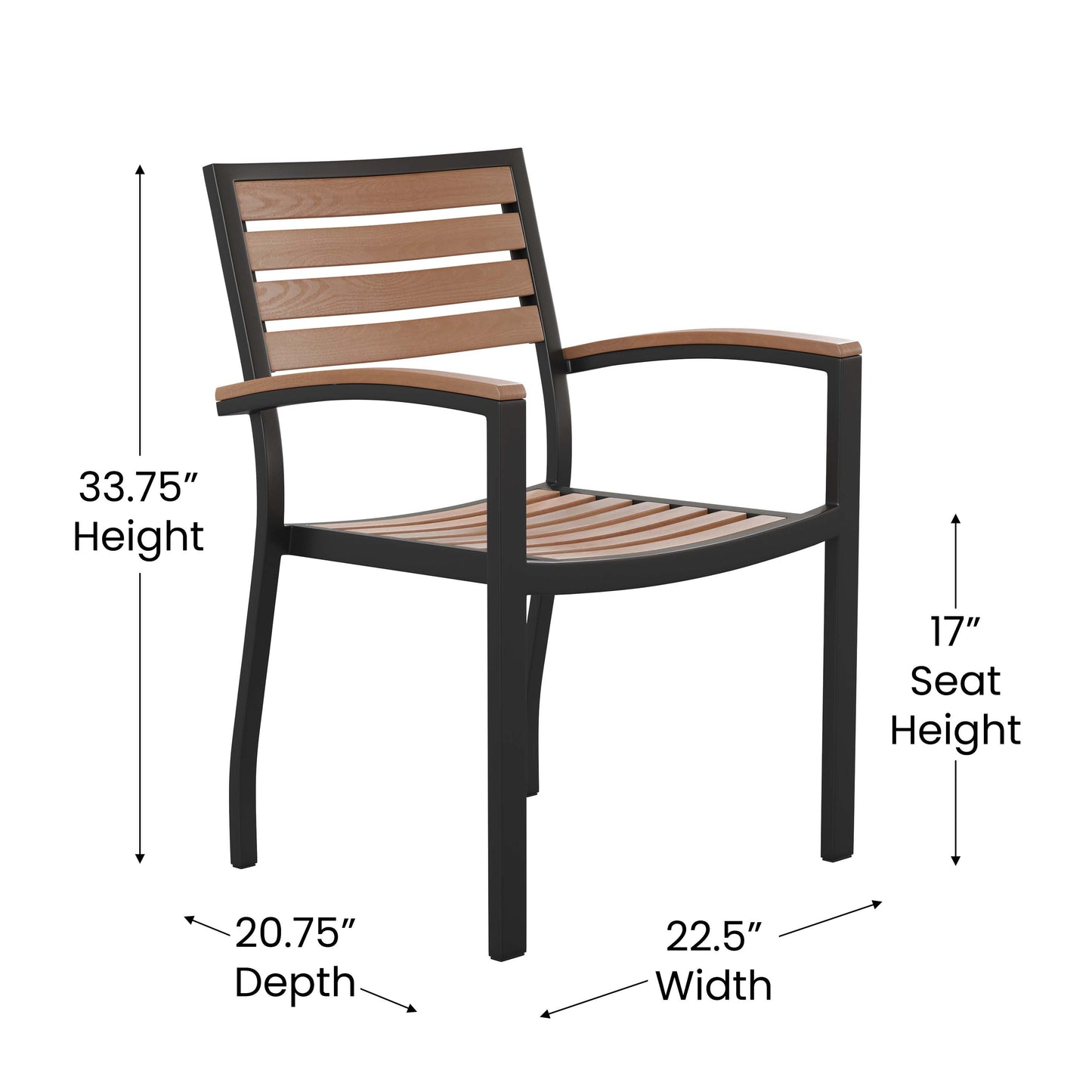 2 Pack Faux Teak Patio Chairs 2-XU-DG-HW6006-GG