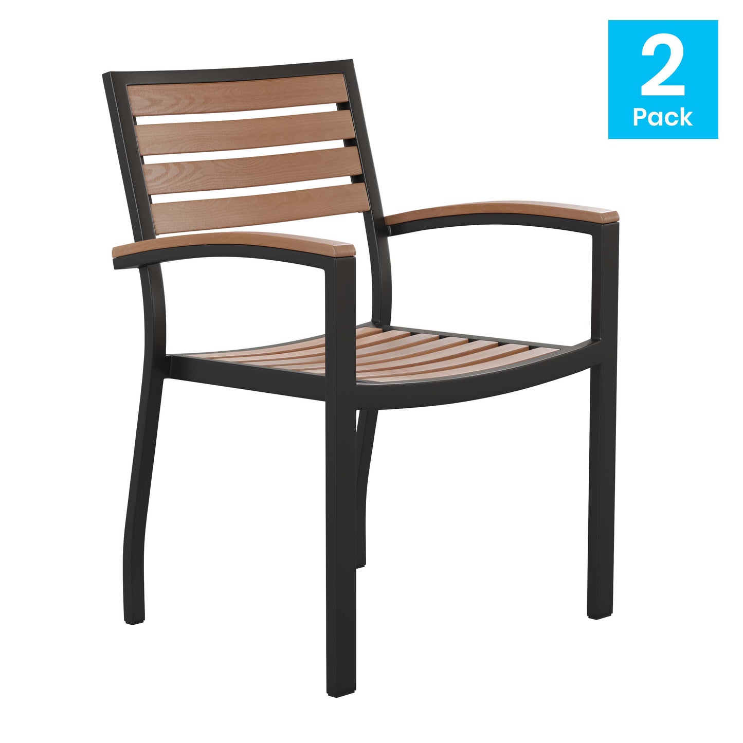 2 Pack Faux Teak Patio Chairs 2-XU-DG-HW6006-GG